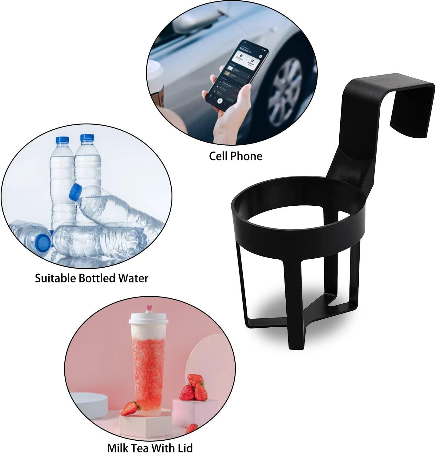 FELIXLEO Becherhalter Getränkehalter Auto Schwarz 2 Stück Becherhalter Universal Boot LKW – Bild 4 von 5