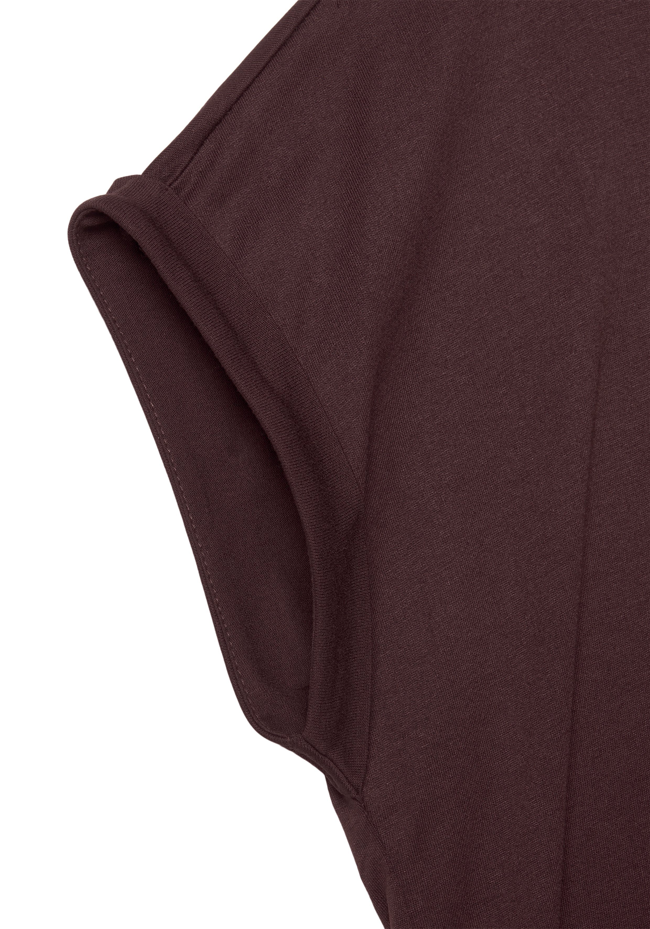 LASCANA Kurzarmshirt mit Rundhalsausschnitt, Jerseyware, Ärmelaufschlag, Basic – Bild 5 von 5