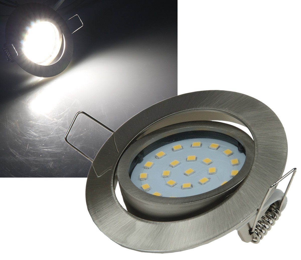 ChiliTec Deckenleuchten LED-Einbauleuchte 4W, Edelstahl gebürstet 80x26mm, neutralweiß 350lm