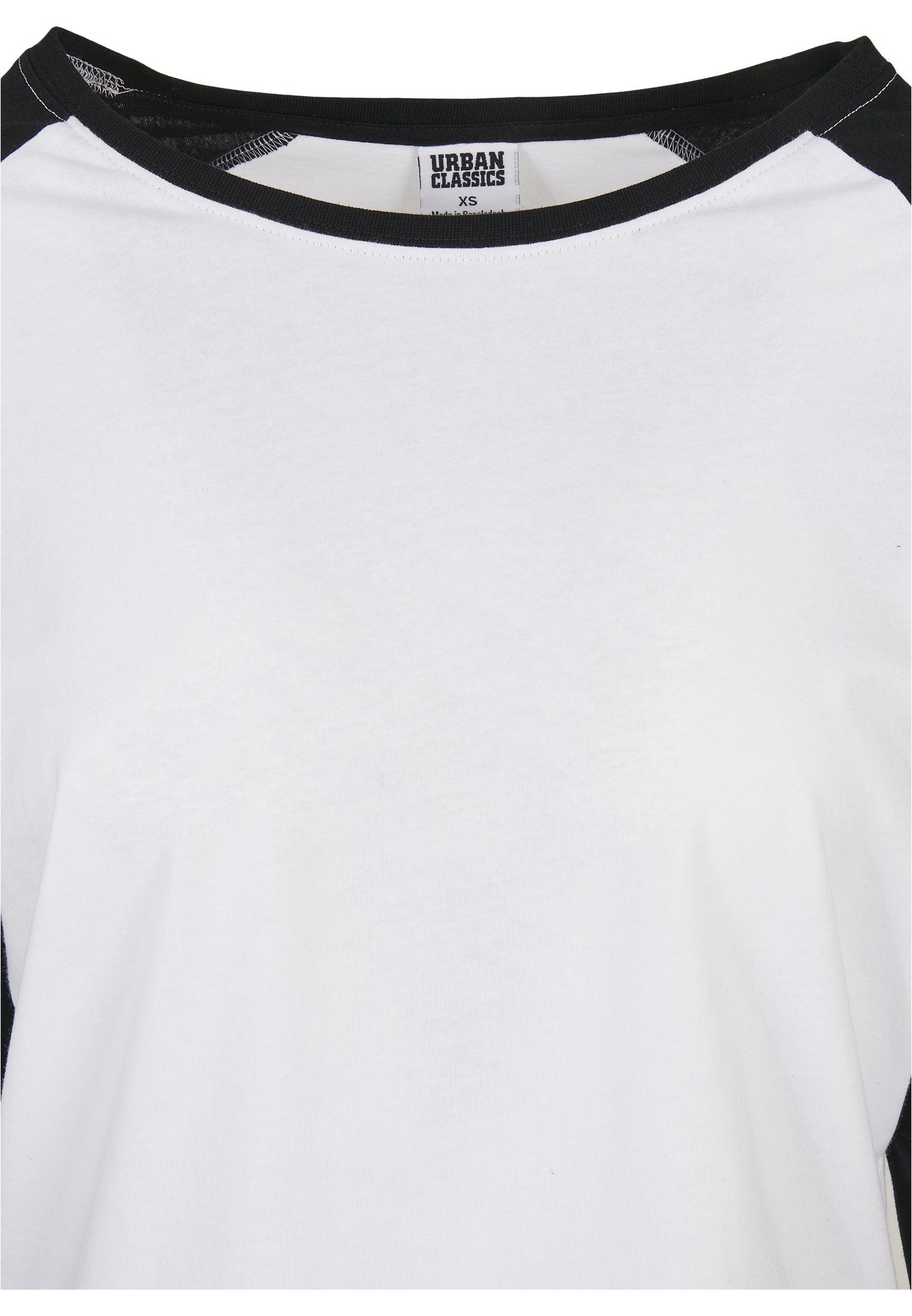 URBAN CLASSICS Langarmshirt Damen Ladies white/black Raglan Contrast (1-tlg) Longsleeve