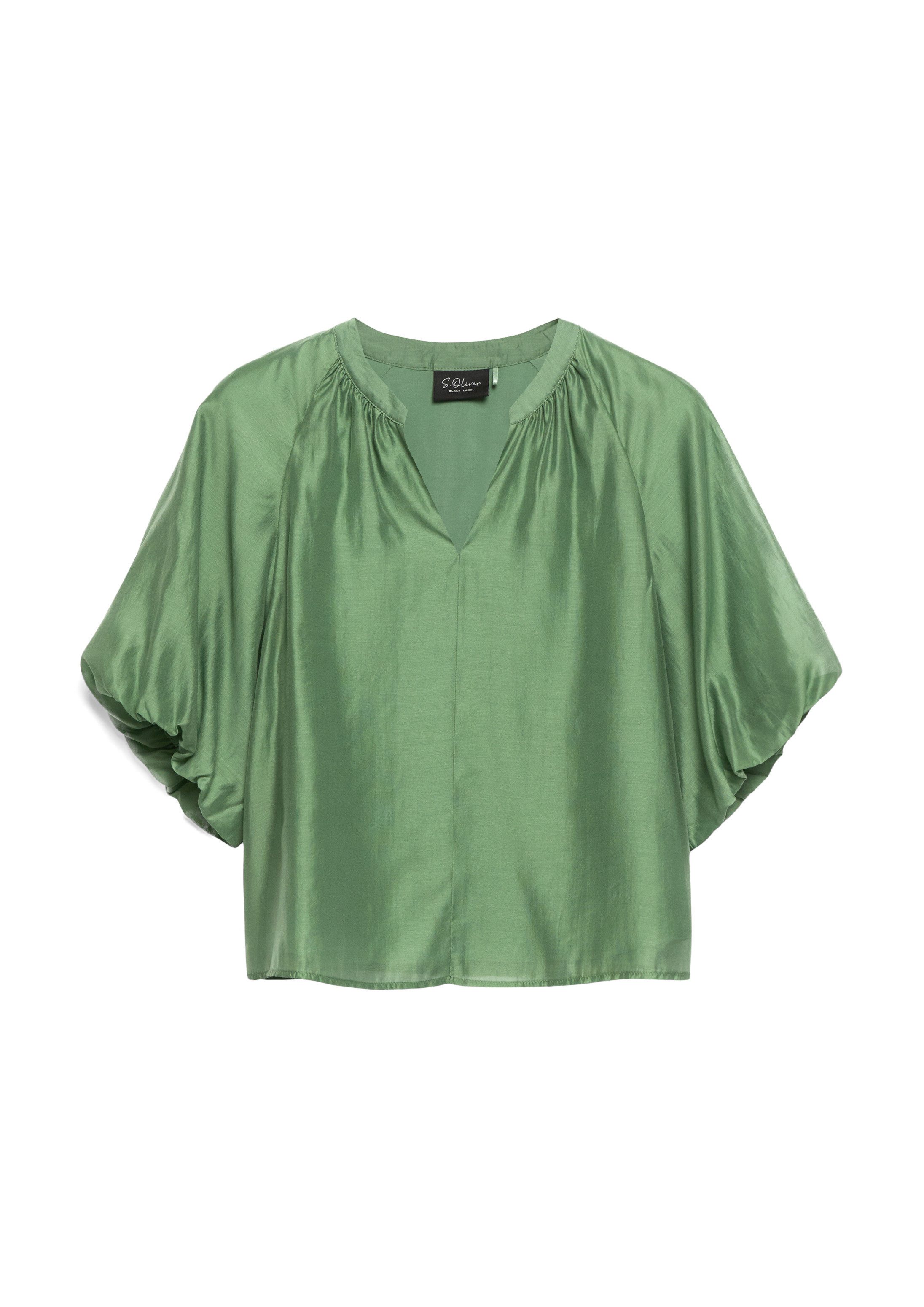 s.Oliver Kurzarmbluse Bluse Viskosemix-Bluse im Loose Fit mit Puffärmeln