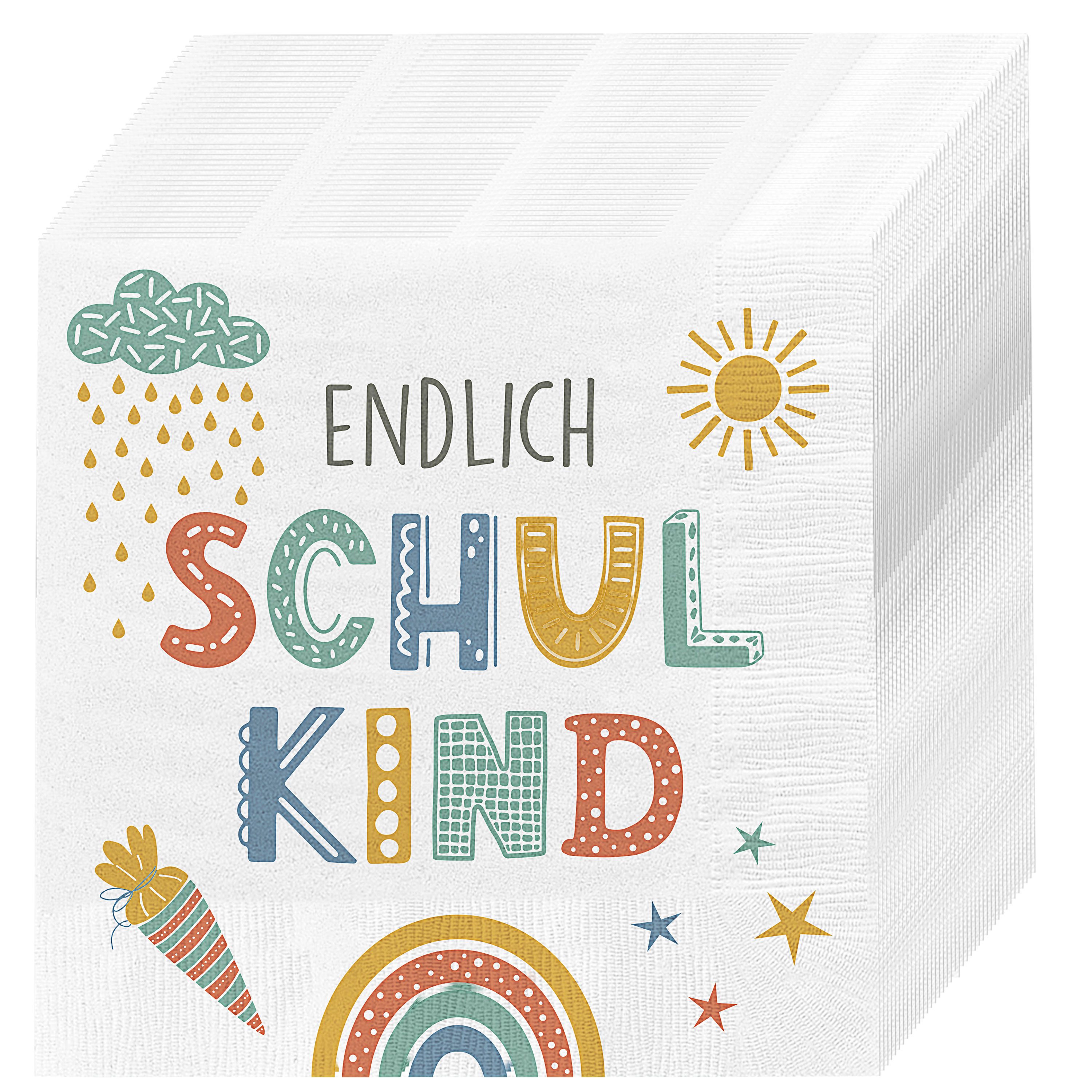 CEPEWA Papierserviette Салфетки 'Endlich Schulkind' 60er Set 33x33cm 3-lagig Papier