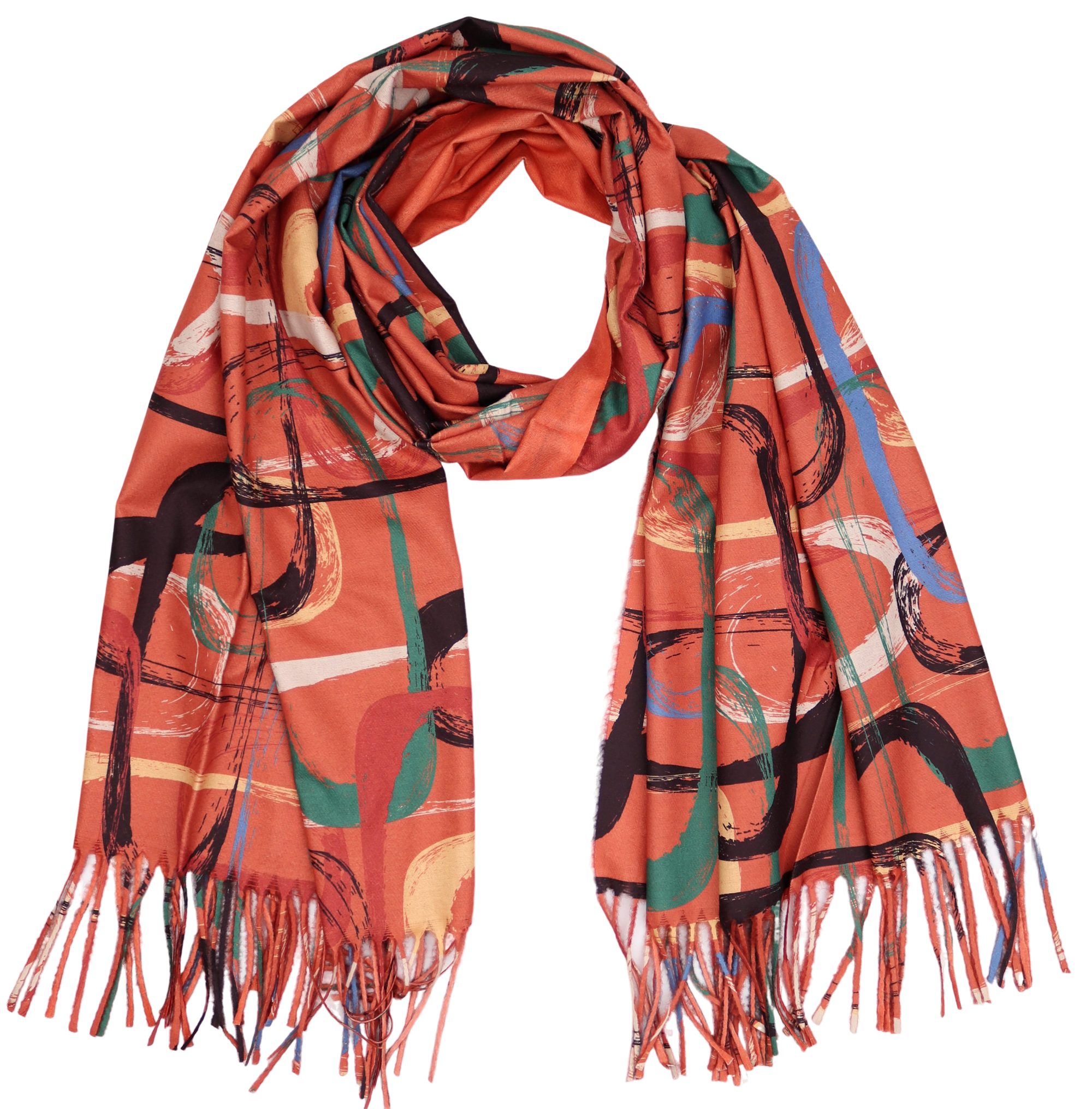 MIRROSI Modeschal weicher und warmer Schal Ring Muster mit Fransen, 70x180cm, (Neue Kollektion Herbst/Winter 2025), Damen Halstuch ideal für Herbst und Winter