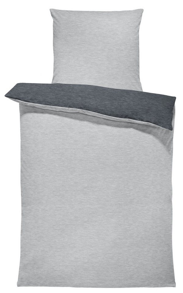 One Home Bettwäsche Wende Melange, Flanell, 2 teilig, meliert, Baumwolle kuschelig warm weich Biber Winter
