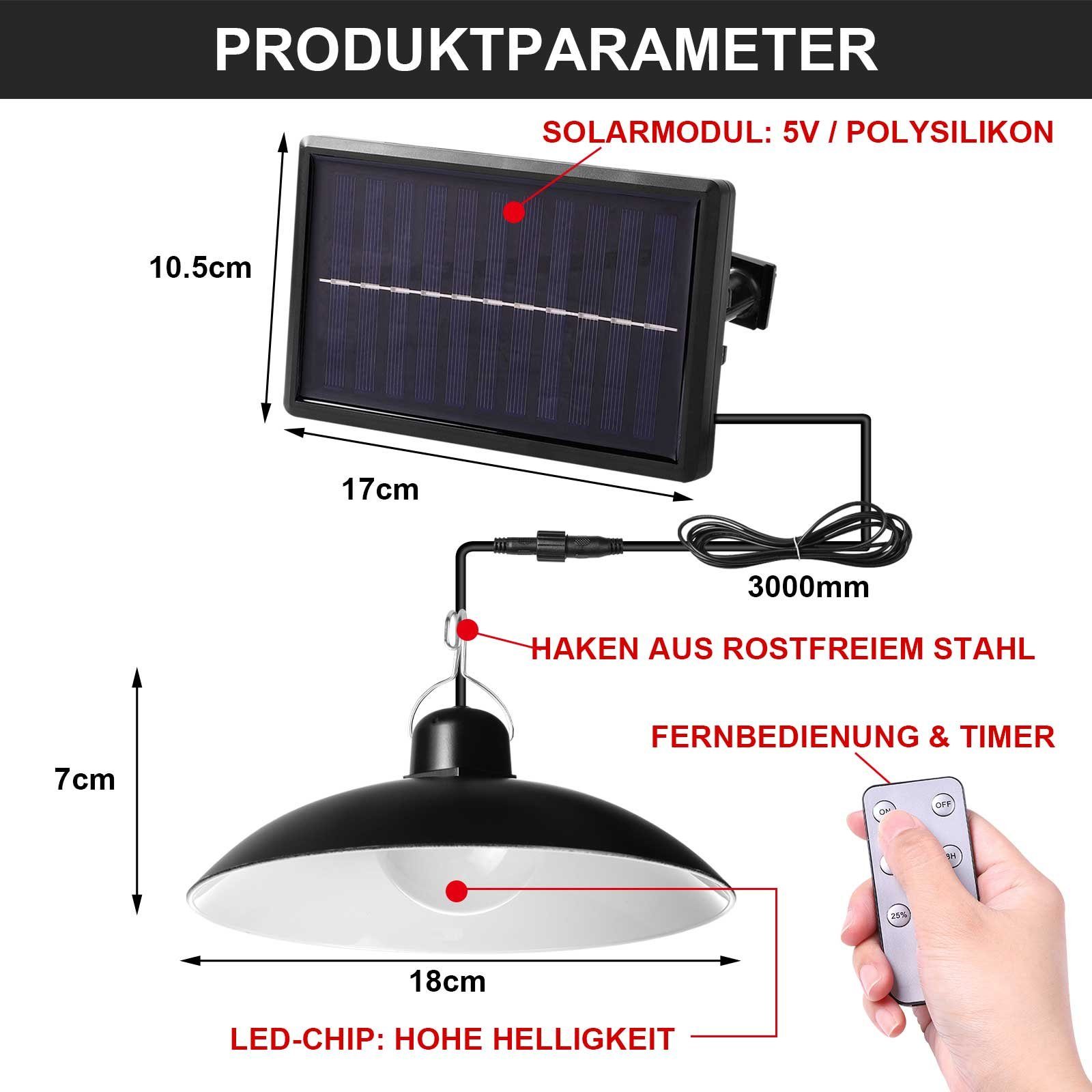 wasserdicht, Rosnek Zeitschaltuhr, LED Weiß, Schuppen, Warmweiß, Fernbedienung, Deko Solar, Hof Vintage, Garage SMD5050 dimmbar, Garten LED-Perlen, für Außen-Deckenleuchte Camp