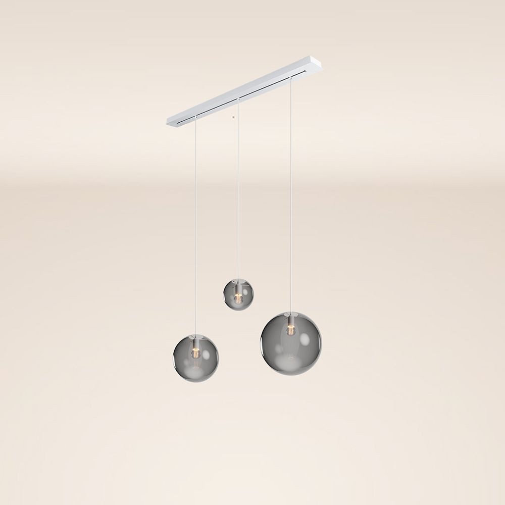 s.luce Pendelleuchte Orb Esstisch-Hängelampe 3-flammig 120cm Ø 20/30/40 Rauch