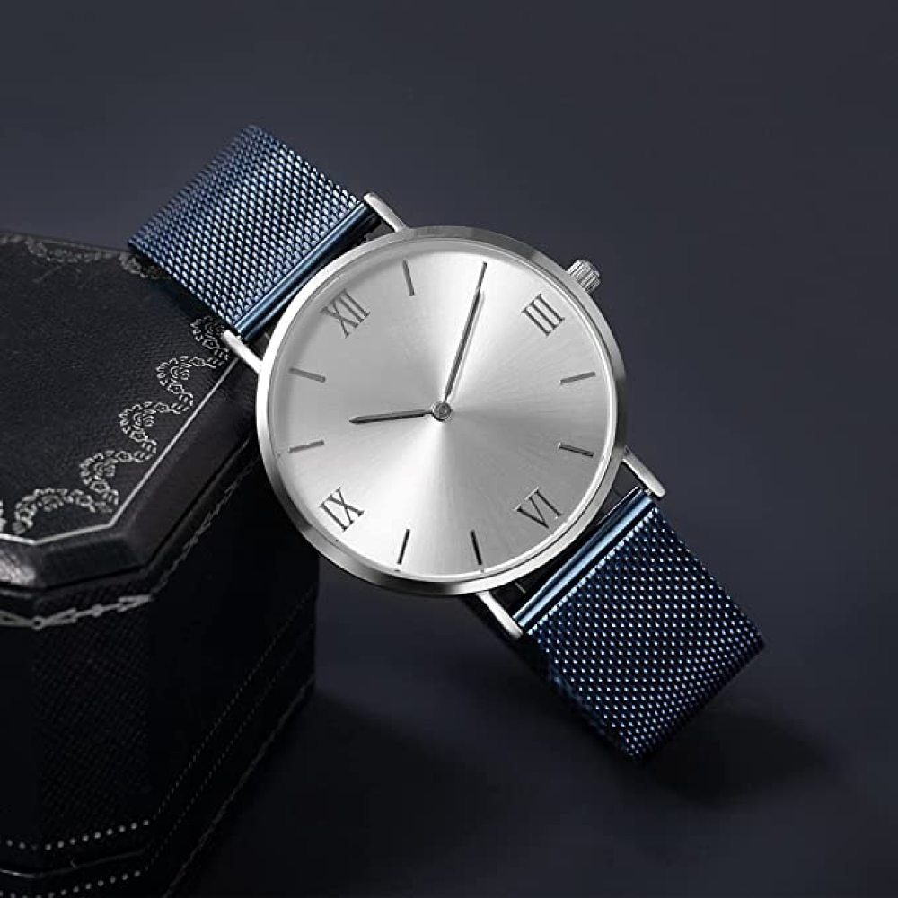 GelldG Armband Edelstahl Herren Uhrenarmbänder für blau(2cm) und Mesh Damen, Uhrenarmband Mesh