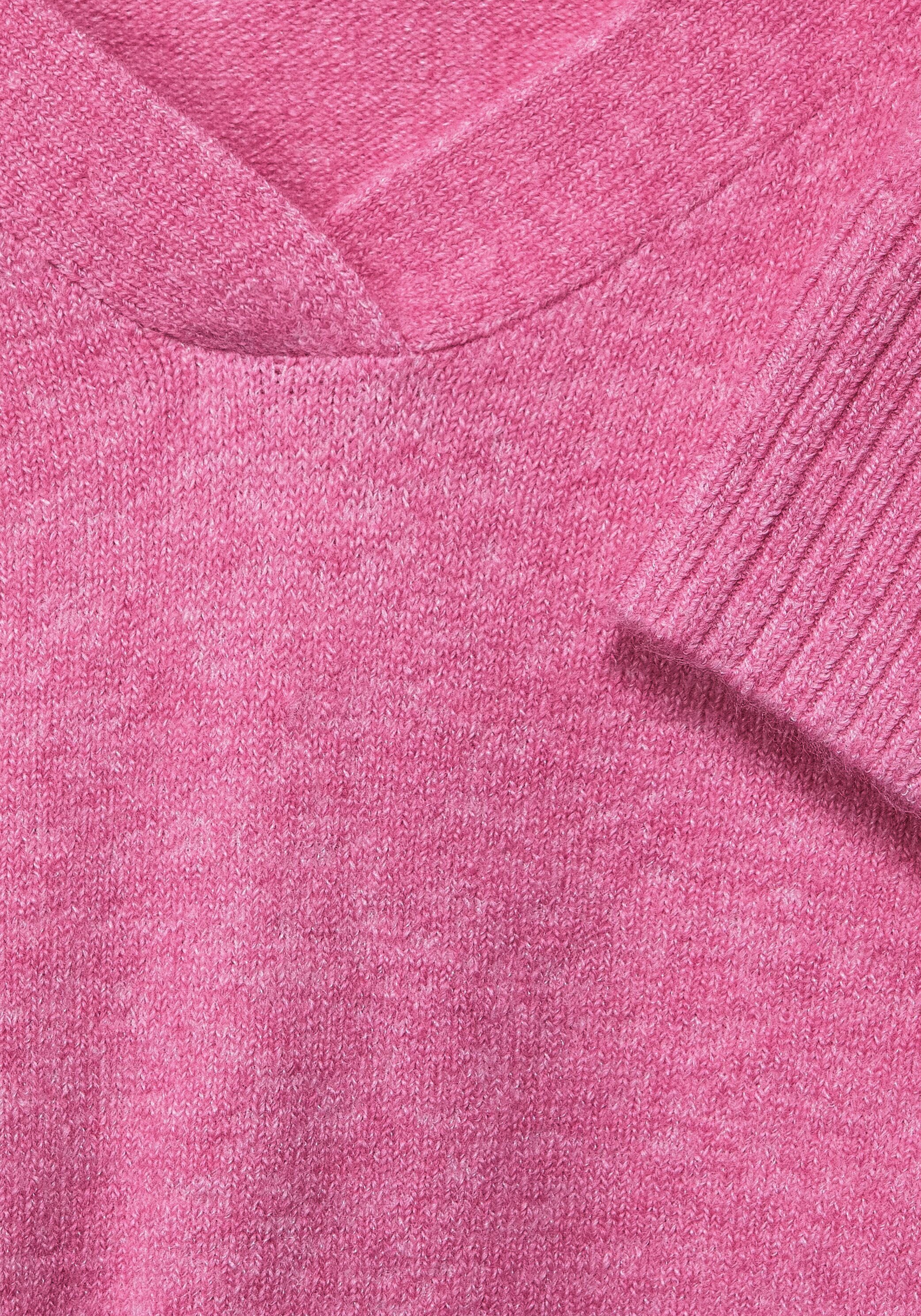 melange pink V-Ausschnitt Strickpullover crush ONE STREET mit