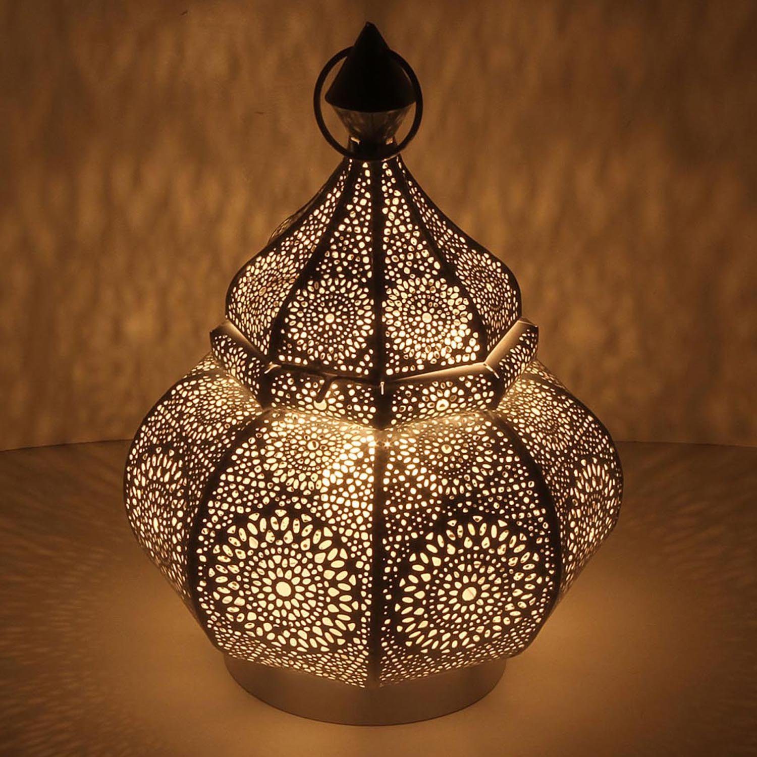 Casa Moro Laterne Feier Laterne Dekoration für marokkanische Hochzeit Geschenk LN2050, Tischlaterne Orientalisches Alima weiß gold Windlicht Weihnachten