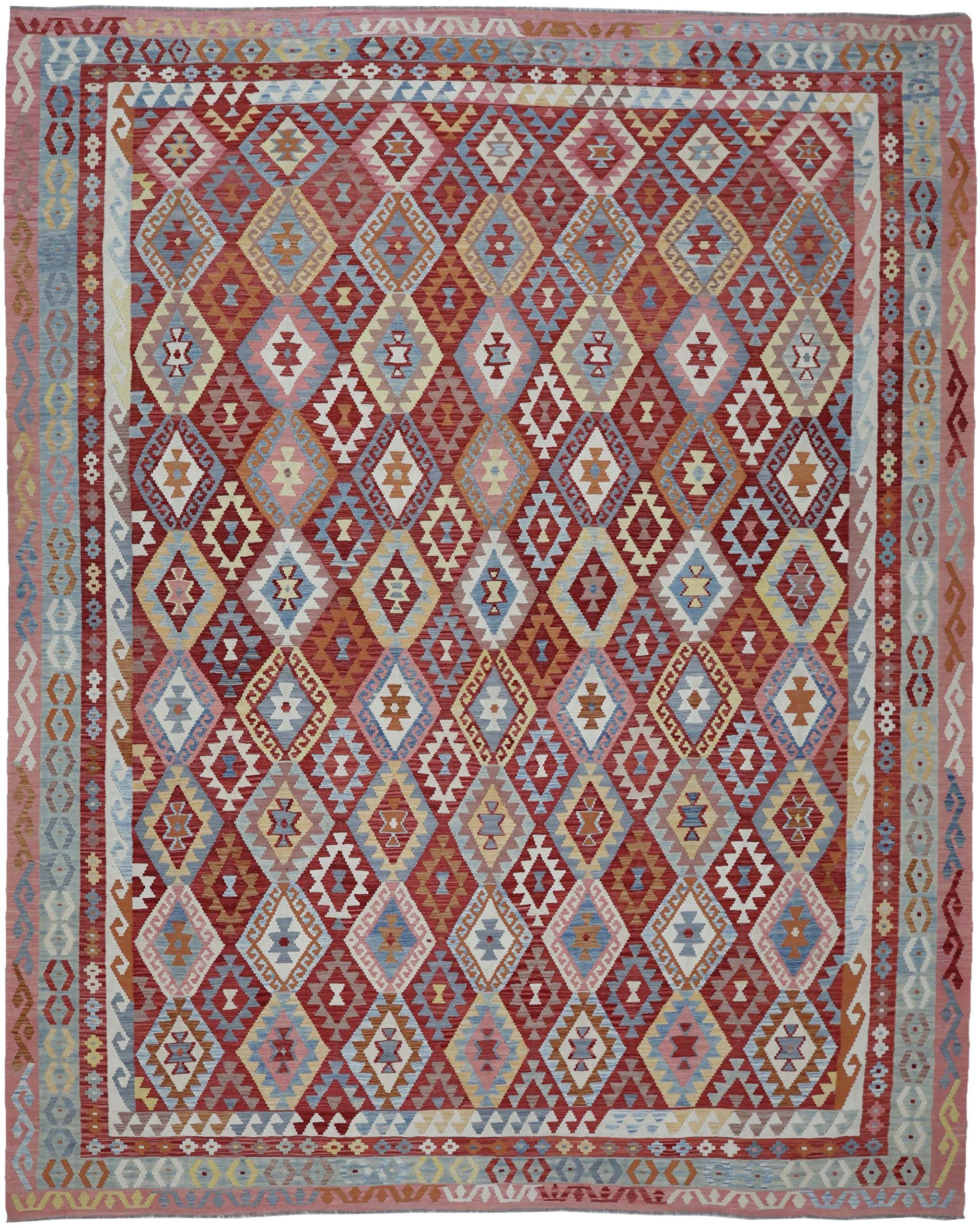 CABBEL Orientteppich 435x356 cm Kilim Multicolor Kelim Teppich Schurwolle Handgewebt Unikat, rechteckig, Höhe: 4 mm, 100% Schurwolle – weich und pflegeleicht