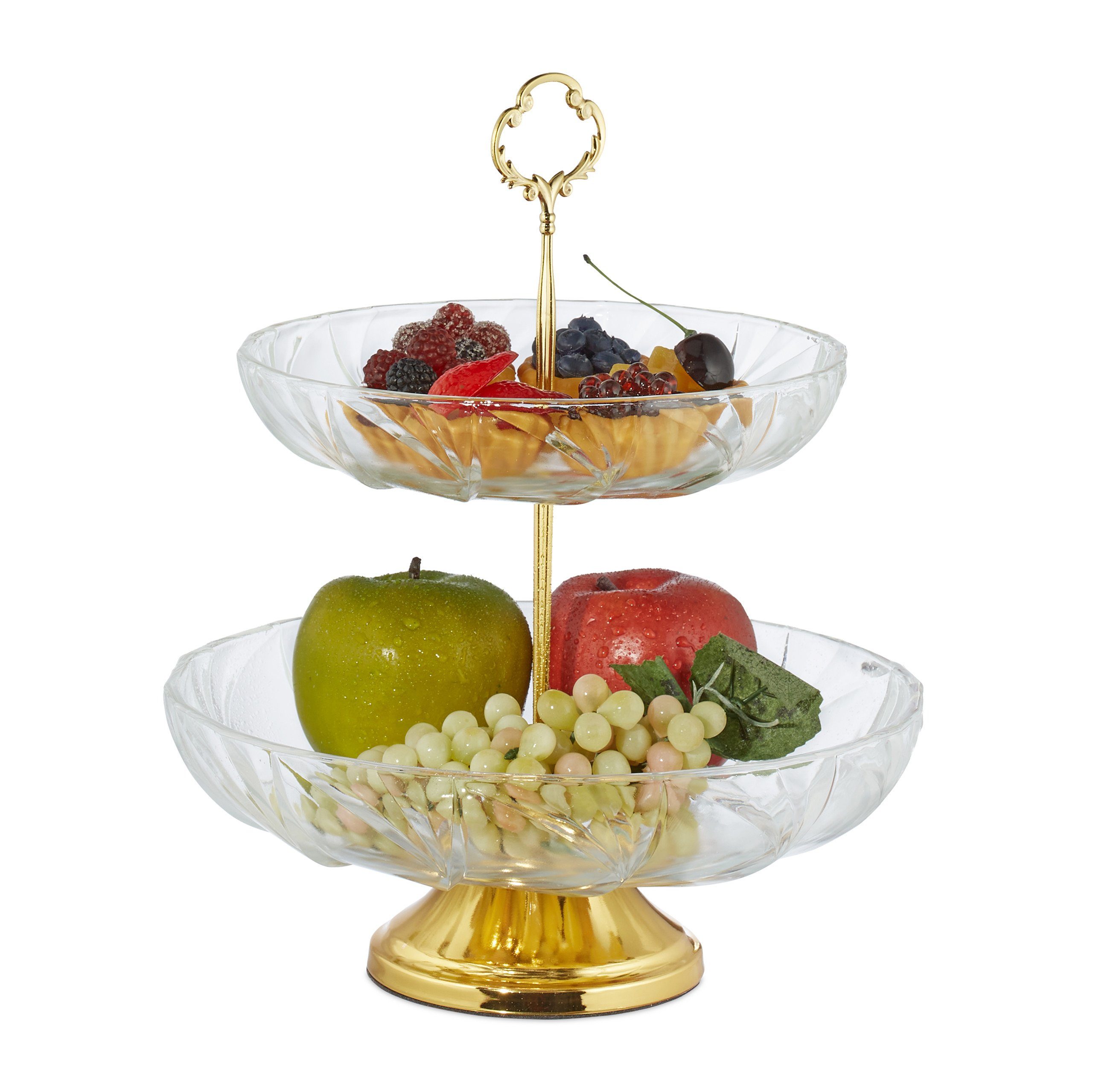 relaxdays Etagere Glas Etagere mit 2 Etagen, Glas