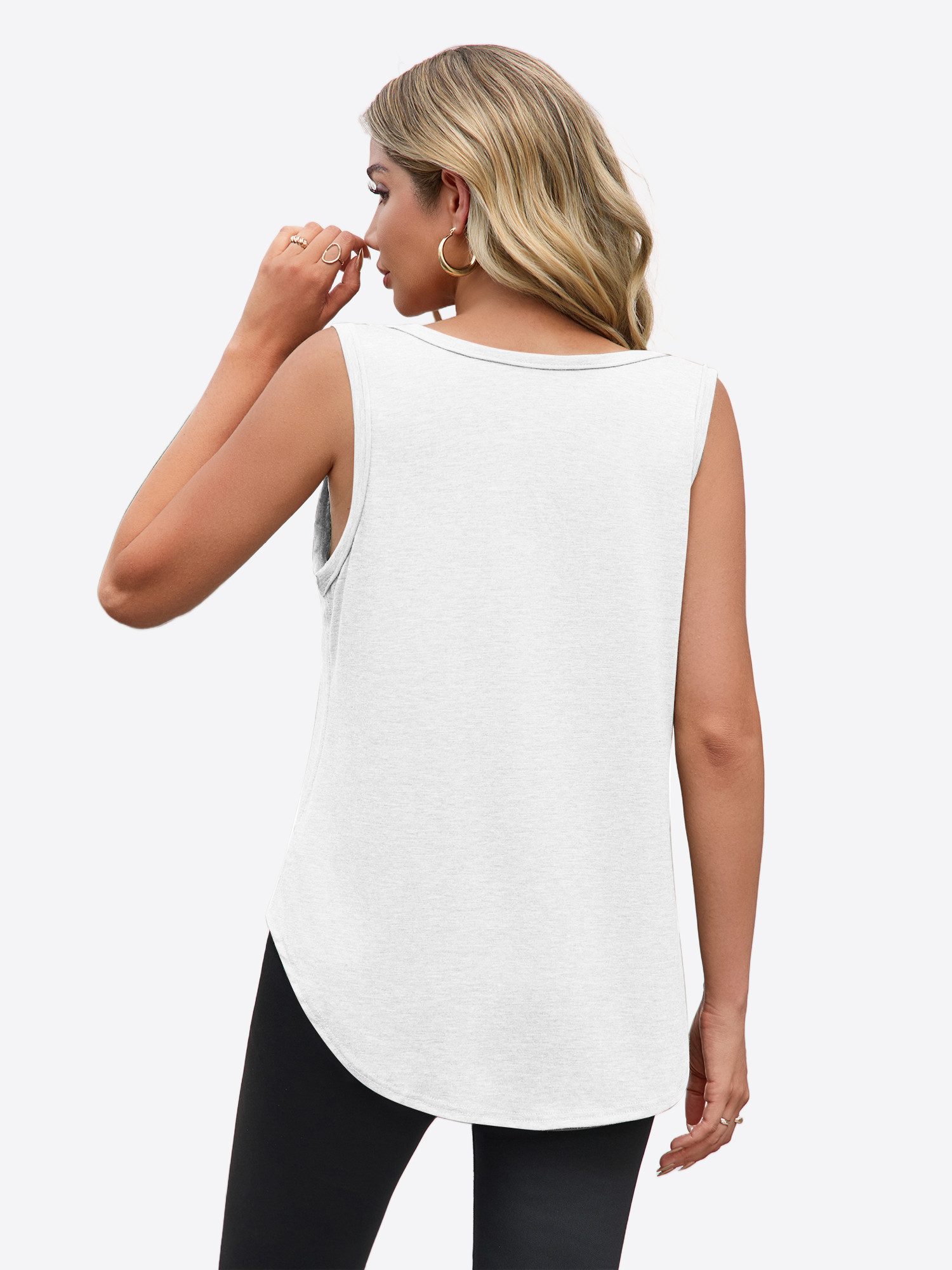 Imily Bela Tanktop Damen Loose ärmellos mit tiefem Rundhalsausschnitt Basic (Packung, 1-tlg., 1per-Pack) mit abgerundetem Saum in Unifarbe – Bild 2 von 5