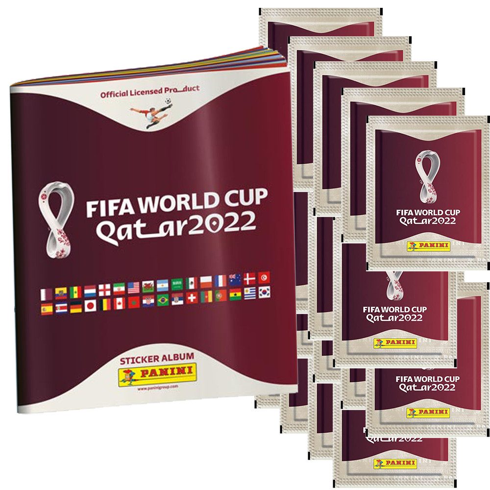 Panini Sammelkarte Panini WM 2022 Qatar Sammelsticker - 1 Album + 20 Tüten