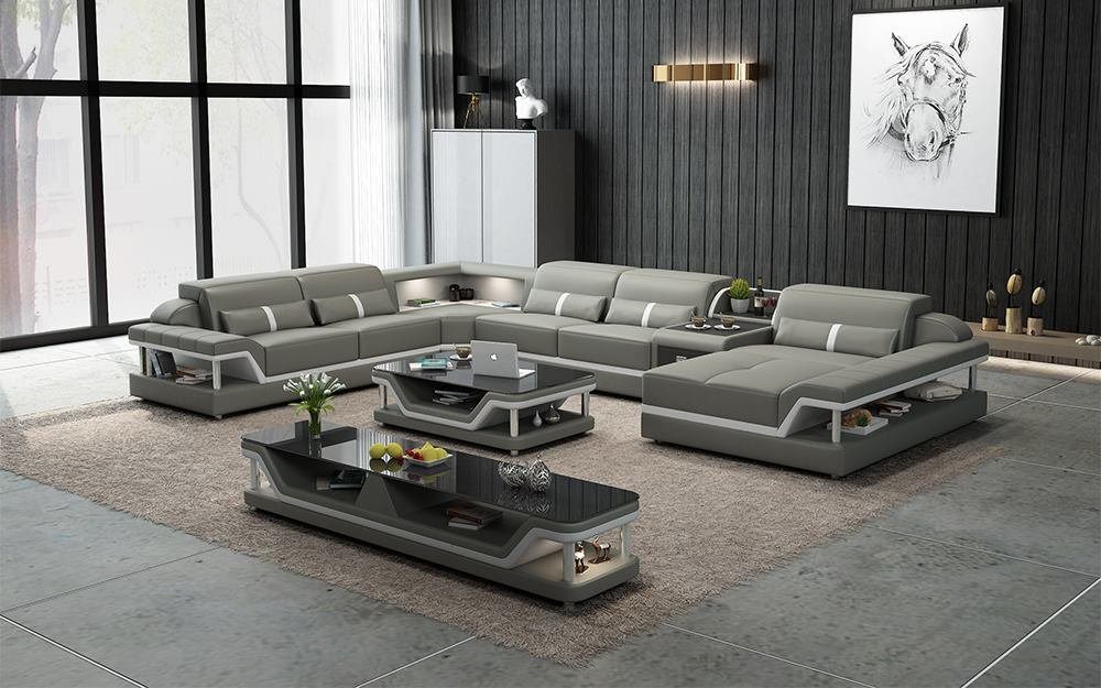JVmoebel Ecksofa Designer Wohnlandschaft U-Form Couch Ecksofa Polster Ecke Sofa, Made in Europe Grau