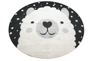 Kinderteppich Alpaca Kinderzimmer Teppich weiche Baby Spielmatte Hoch Tief Effekt schwarz grau creme, Carpetia, rund, Höhe: 20 mm