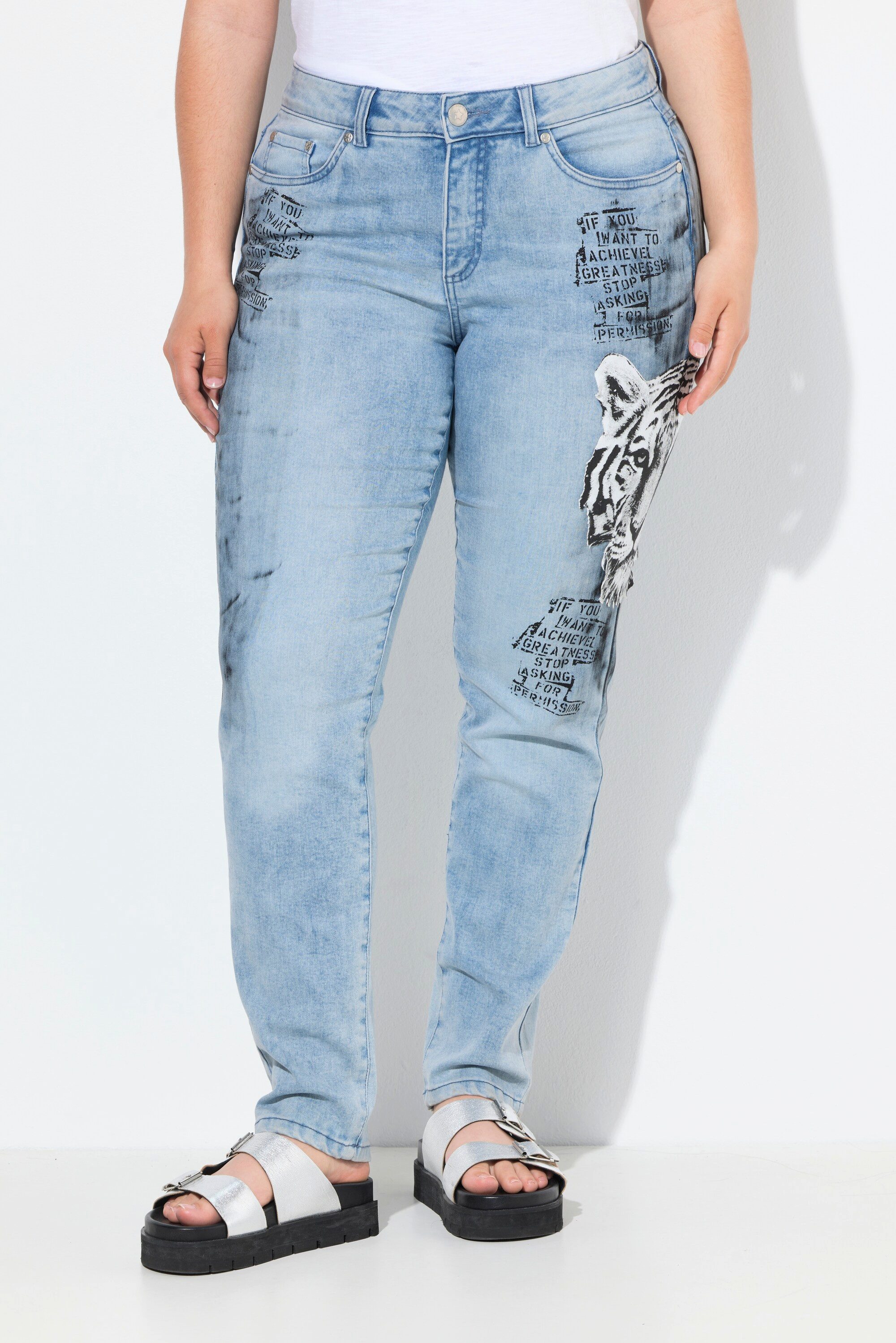 Angel of Style Röhrenjeans Slim-Jeans Emma Stretchdenim Leo-Applikation günstig online kaufen