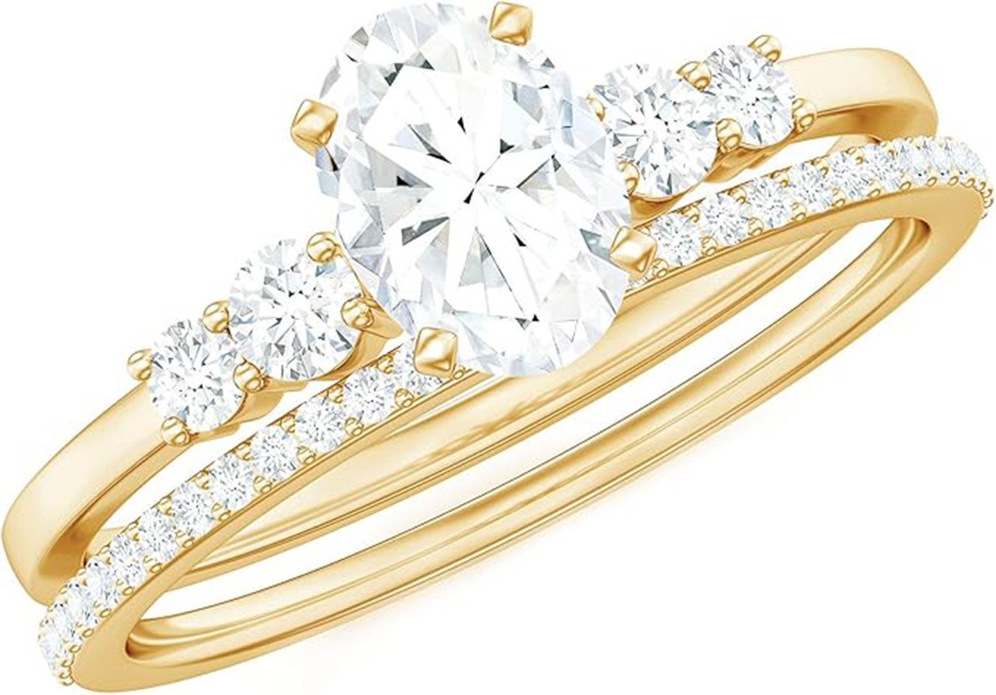 Jumpeak Diamantring Ellipse 1.5ct VS1,lab grown diamant ring,verlobungsring,damen geschenk, 2EX Eheringe,liebes geschenk für sie,geschenk ideen für frau,14K Gold