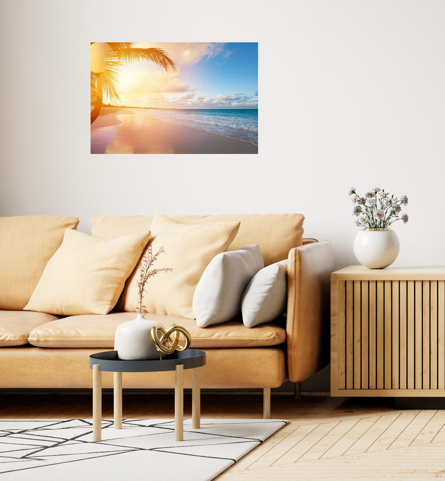 queence Wandsticker Urlaub (1 St), Selbstklebend, kinderleichte Anbringung, Sticker, Sonnenaufgang, Meer