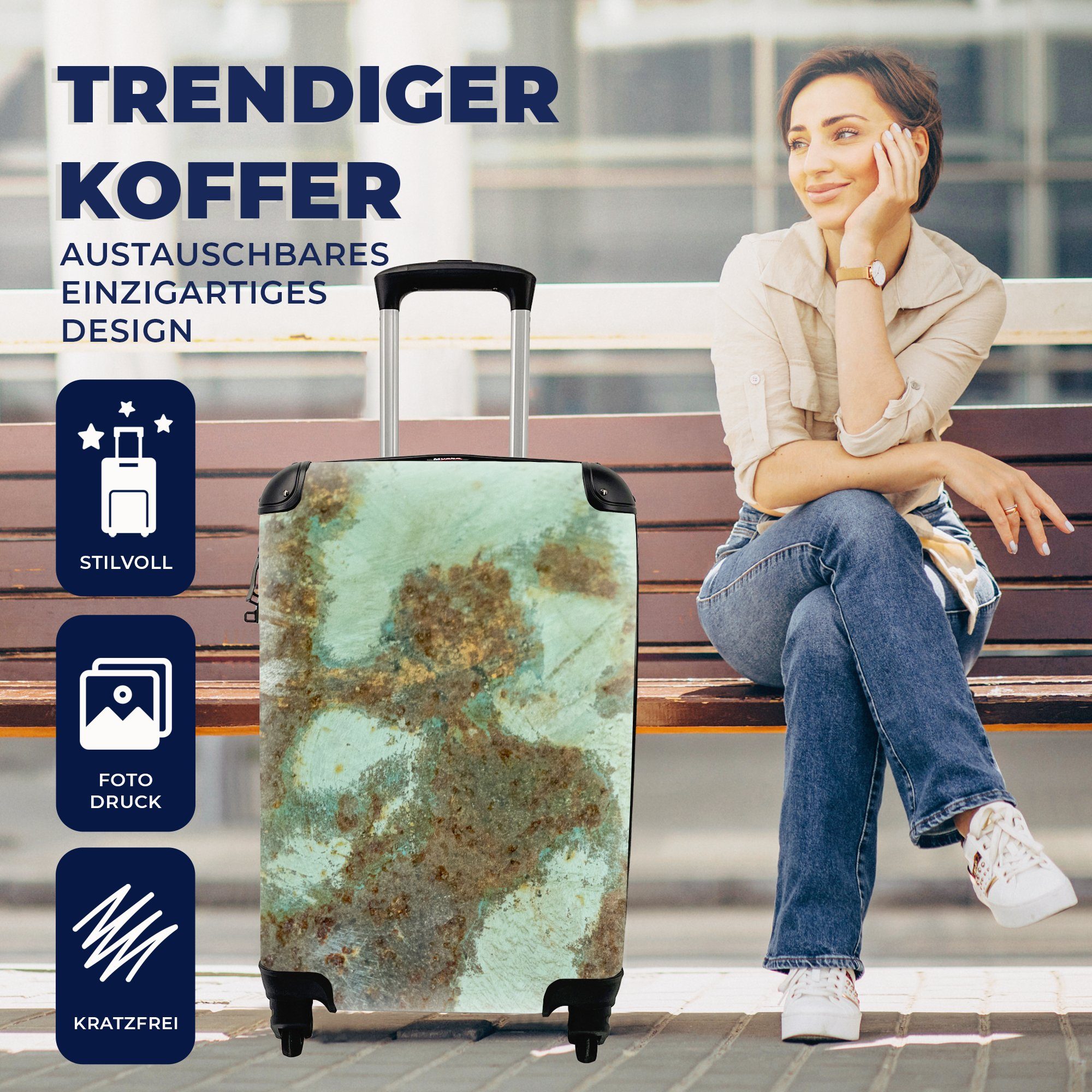Reisetasche Muster, Ferien, Handgepäck Rust Handgepäckkoffer Trolley, 4 Rollen, rollen, MuchoWow für mit - - Reisekoffer Abstrakt