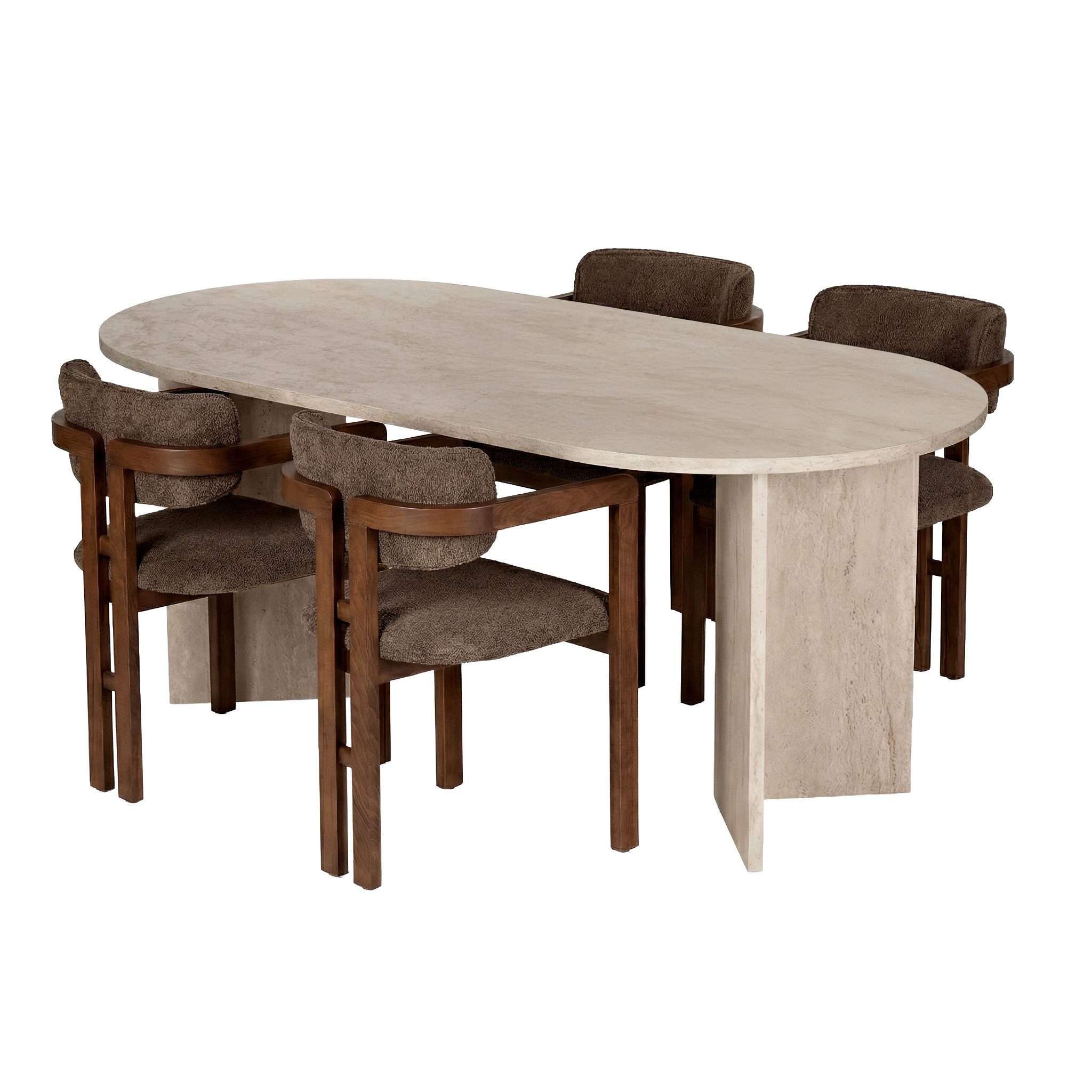 Skye Decor Essgruppe Sablin Modern 4 Japandi Set, (Set, 5-tlg., 1 Tish,4 Stühle), bestenend aus 4 Stühl und 1 Tish Modern Esszimmer Set