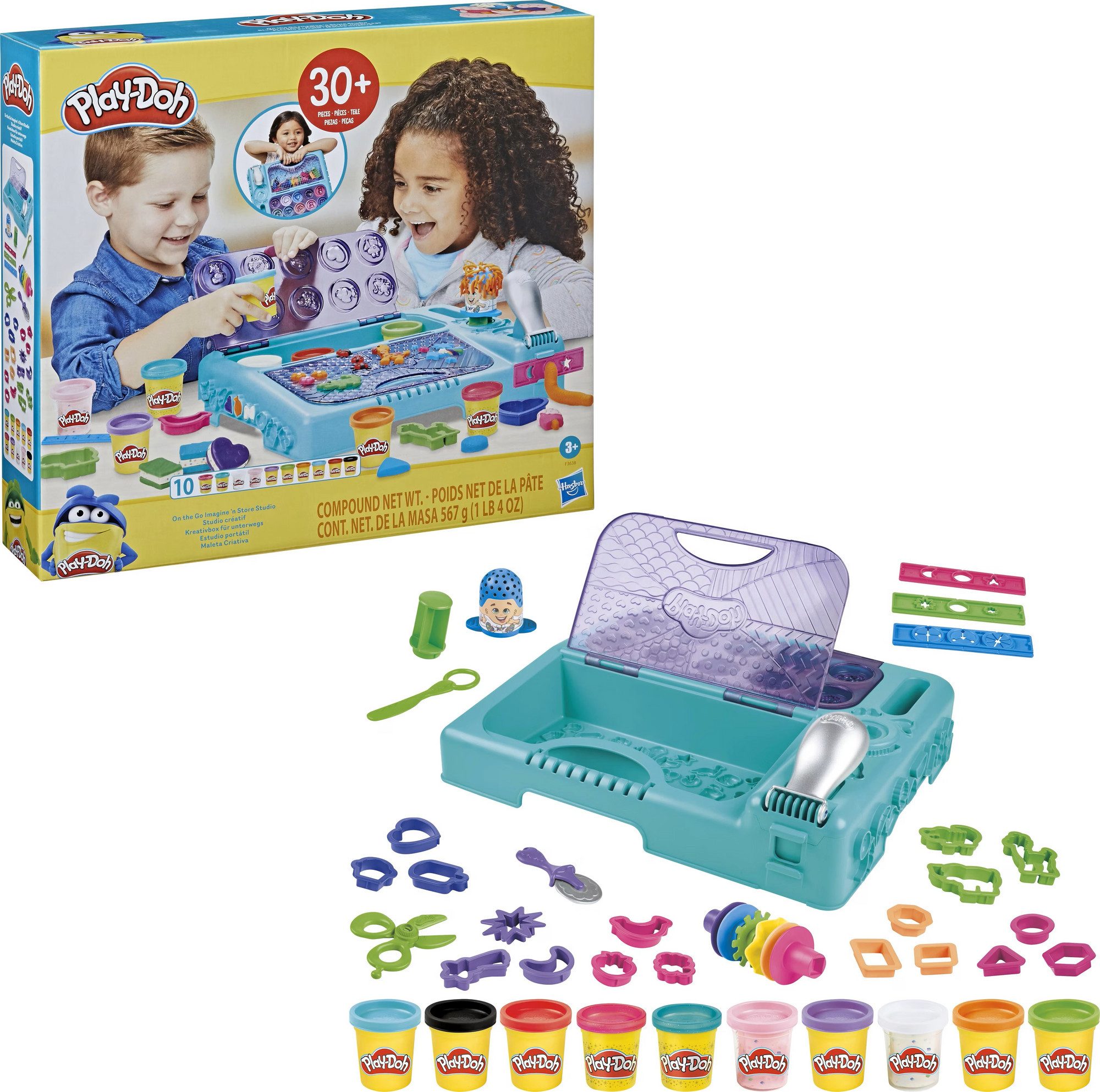 Hasbro Spiel Play-Doh Kreativbox für unterwegs - 30+ Werkzeuge & 10 Dosen