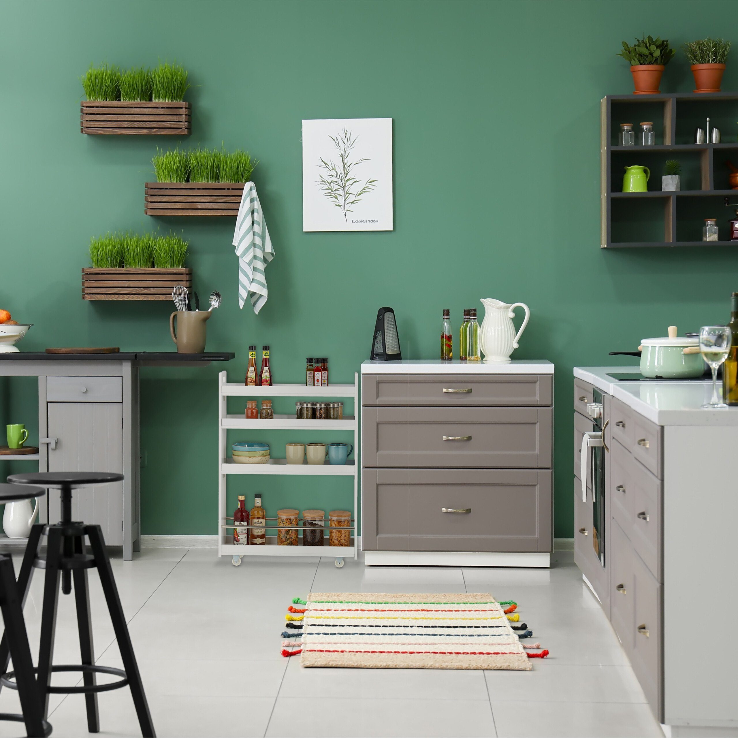 relaxdays Regalwagen Nischenwagen mit 4 Ablagen günstig online kaufen