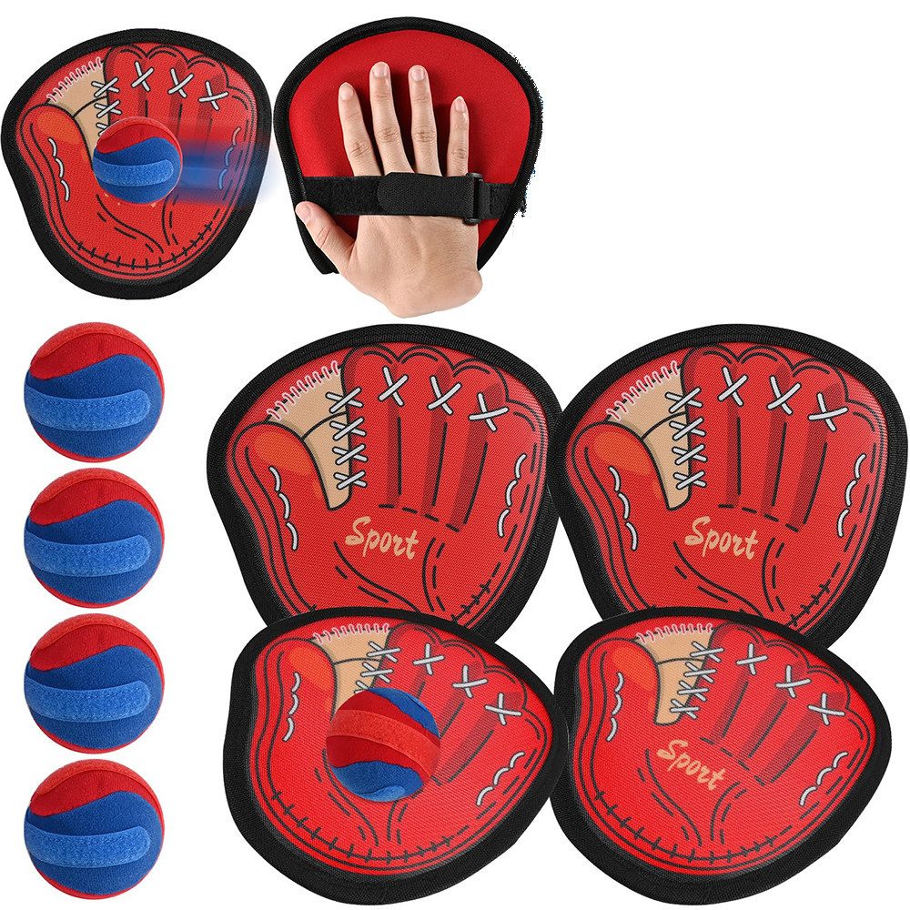 Flintry Spielzeug-Gartenset Wurf- und Fangspiel Set mit Klettbällen, mit 4 Handtellern & Ball, Outdoor Strand Garten Pool Spielzeug, Geschenk ab 3 Jahren