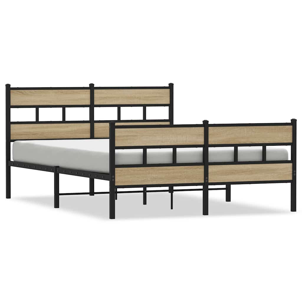 vidaXL Bett Metallbett ohne Matratze Sonoma-Eiche günstig online kaufen