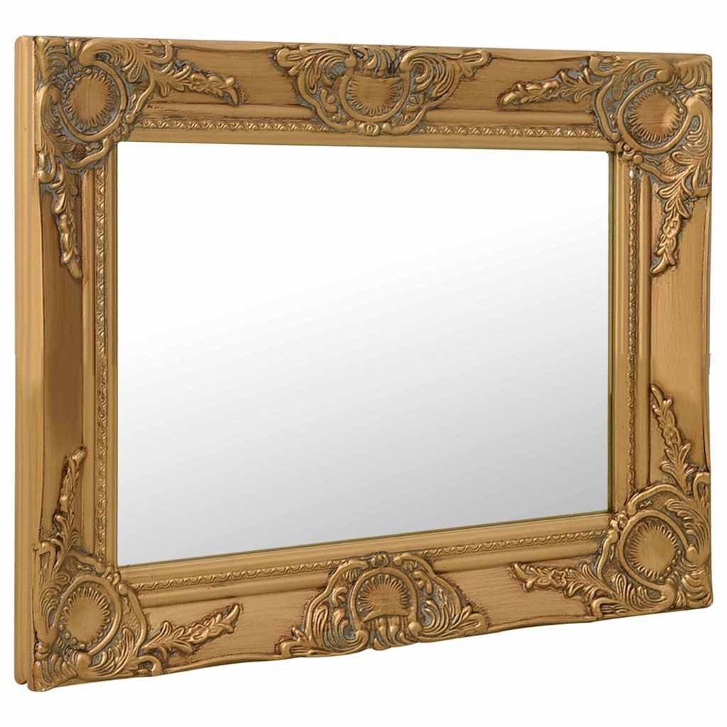 furnicato Wandspiegel Barock mit Holzrahmen 50 x 40 cm Golden (1-St), Edle Glasfläche mit Befestigungshaken für das Ankleidezimmer
