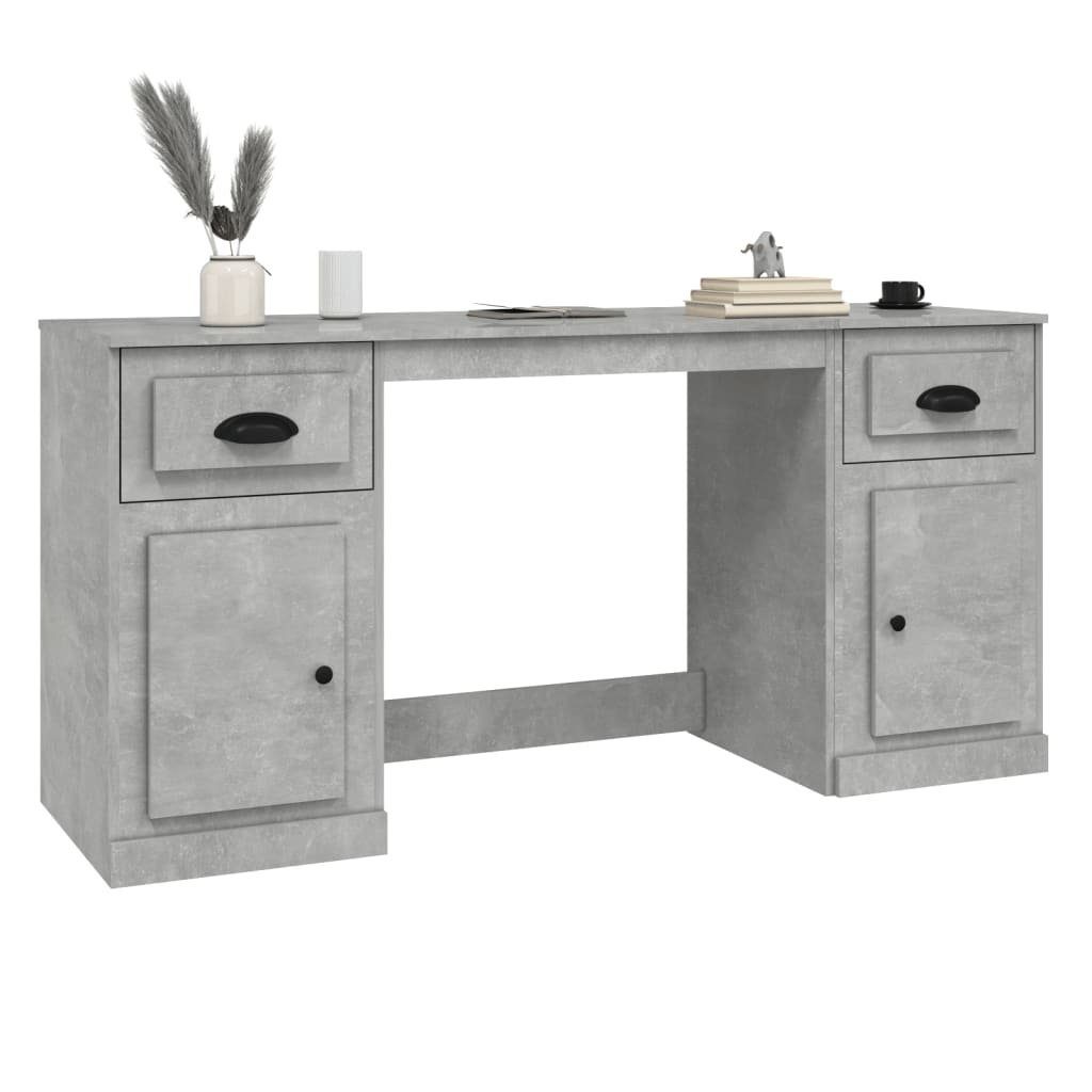furnicato Schreibtisch mit Holzwerkstoff Betongrau Stauraum