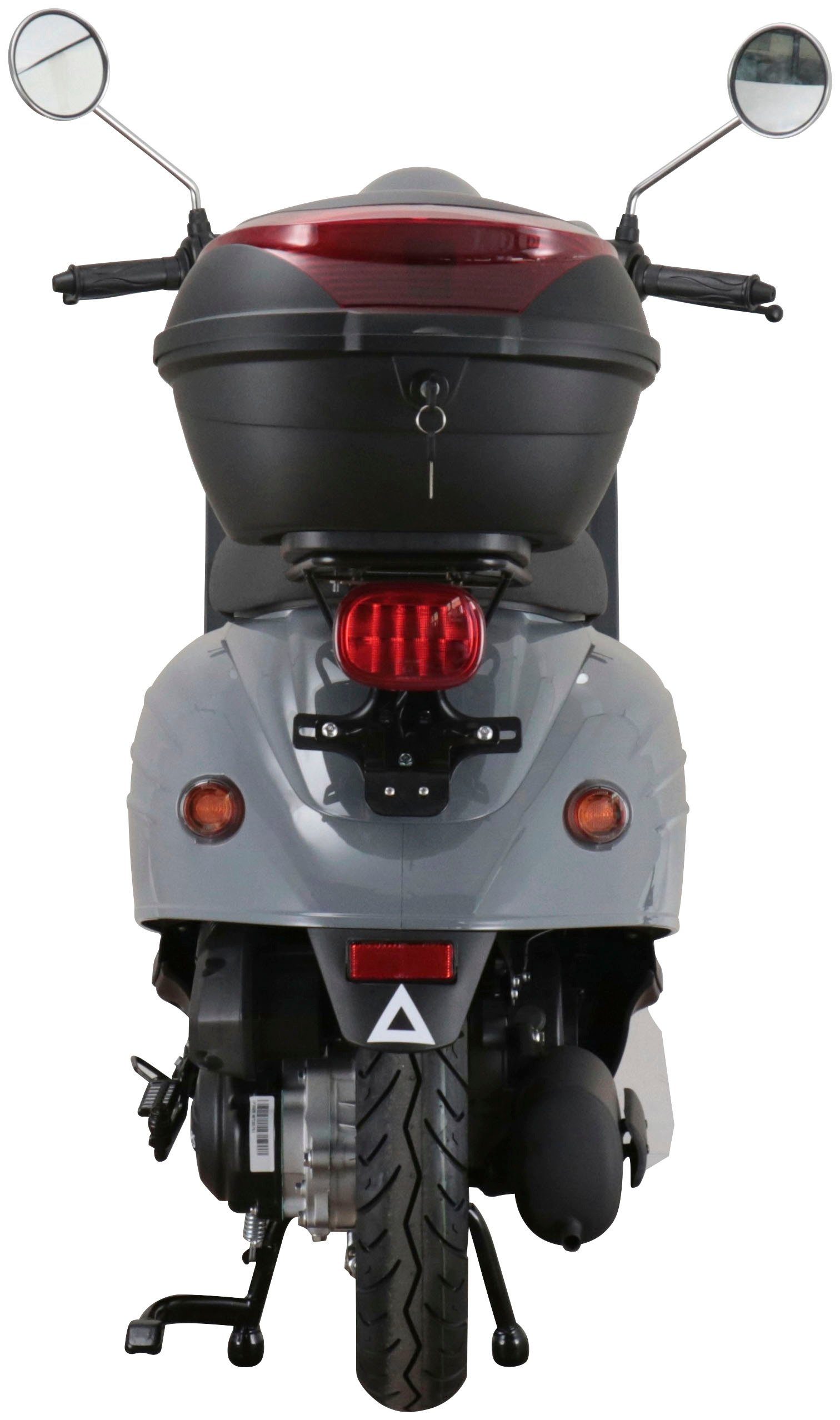 Alpha Motors Motorroller Adria, 50 ccm, 45 mit 5, Topcase) Euro km/h, mattgrau (Set