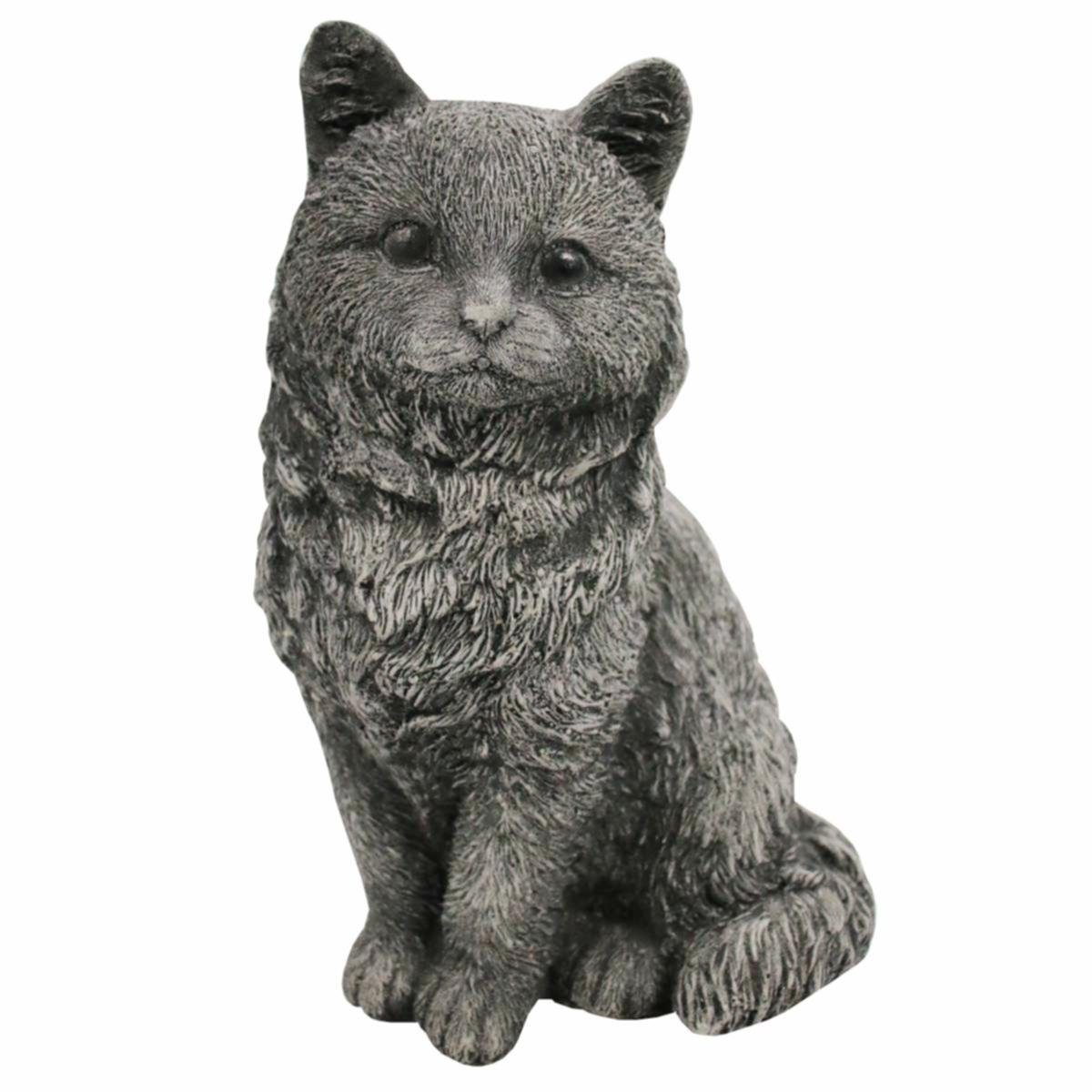 440s Gartenfigur 440s sitzende Katze Antiksteinguss H. ca. 26,5 cm, (Stück)