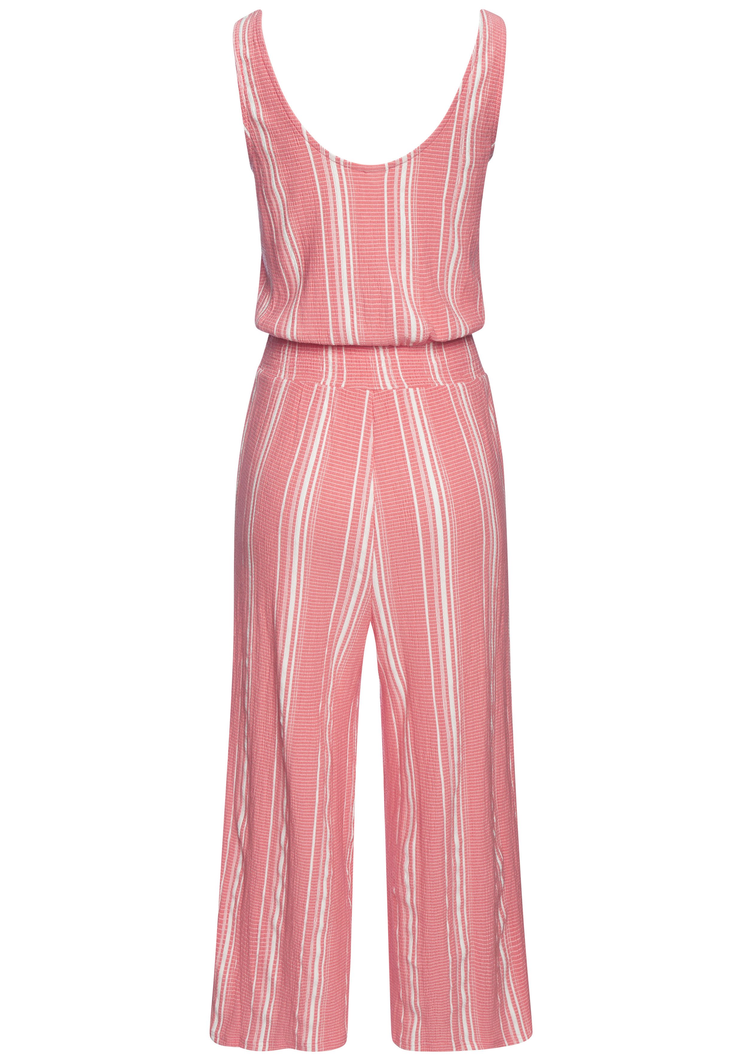 LASCANA Culotte-Overall aus strukturierter Ware, sommerlicher Jumpsuit mit Streifen