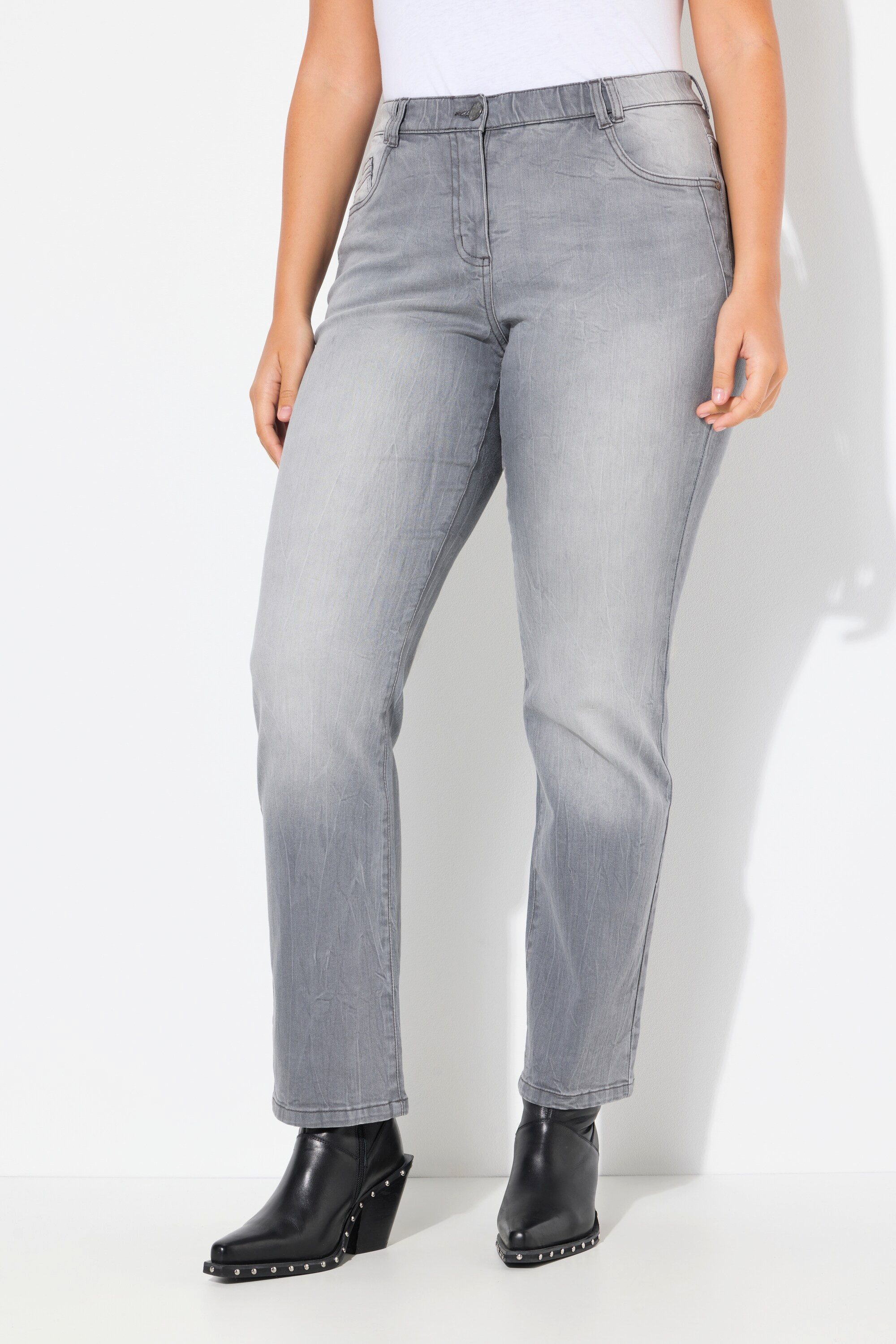 Regular-fit-Jeans Jeans Mandy weites gerades Bein Ziernaht