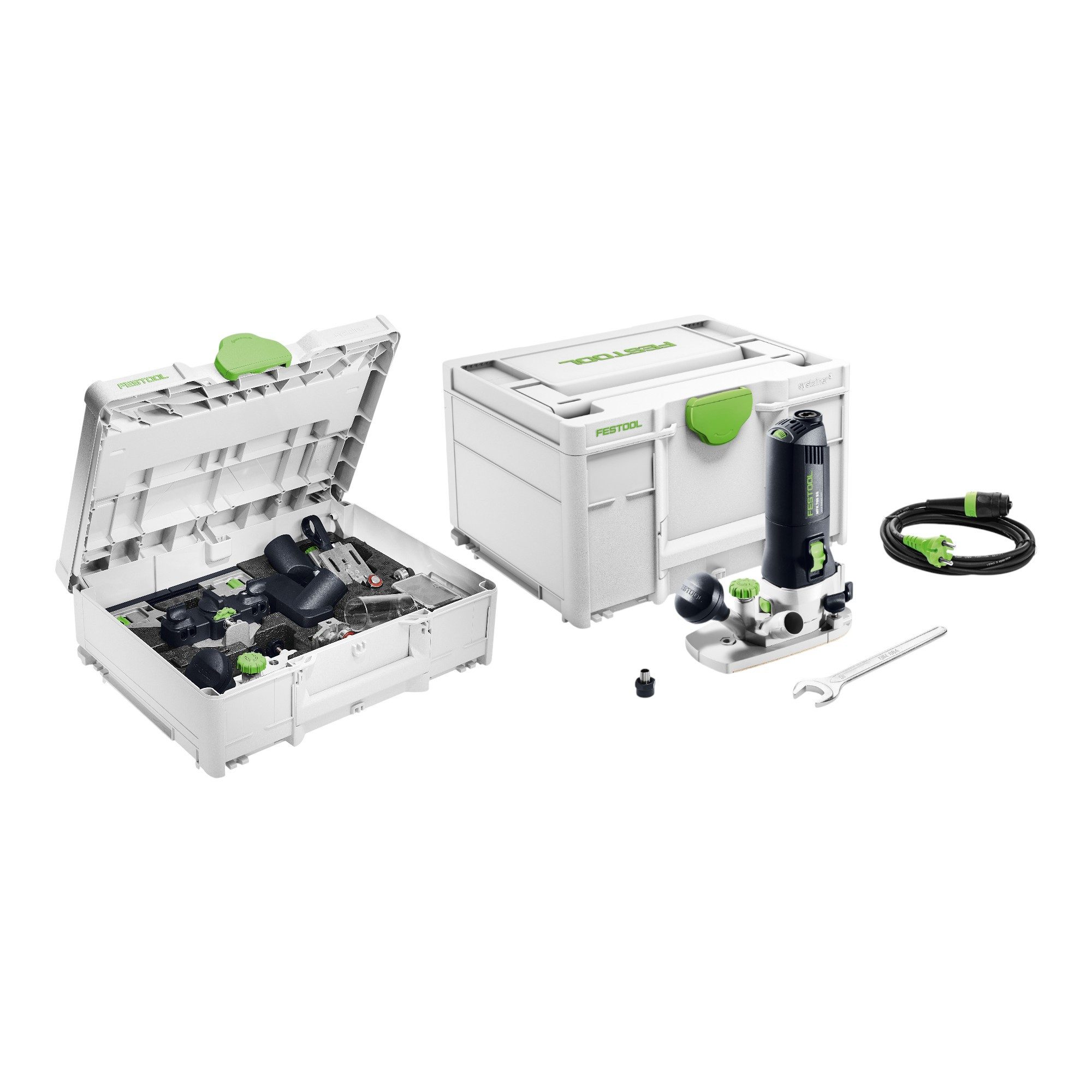 FESTOOL Oberfräse MFK 700 EQ-Plus Modul Kantenfräse 720 Watt 8 mm + Zubehör Set