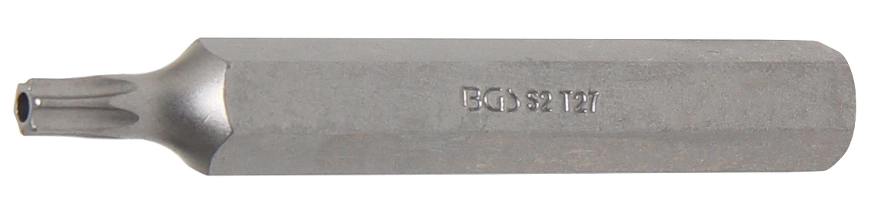 BGS technic Bit-Schraubendreher Bit, Länge 75 mm, Antrieb Außensechskant 10 mm (3/8), T-Profil (für Torx) mit Bohrung T27