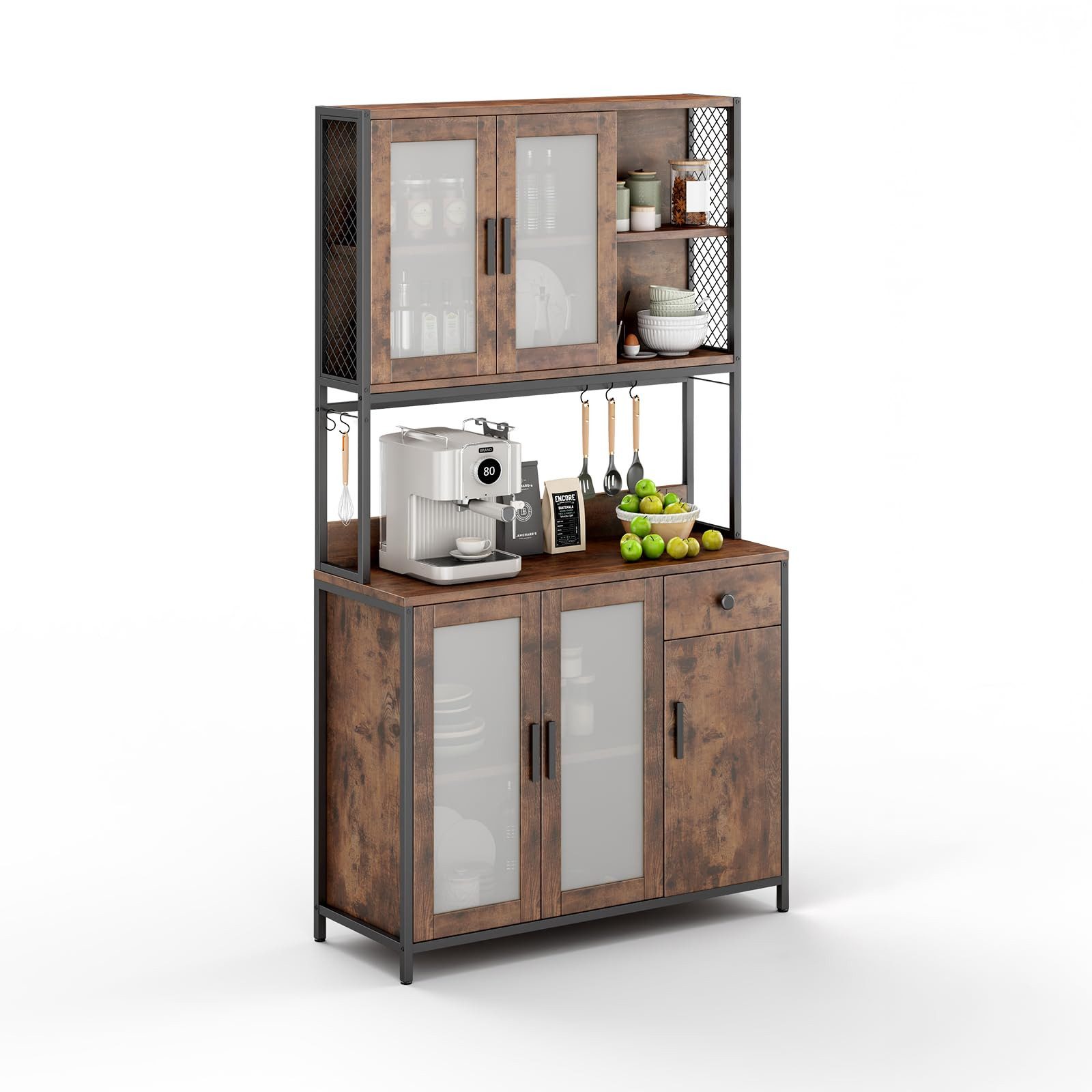 Dripex Küchenbuffet Küchenschrank Buffetschrank mit Arbeitsplatte 181cm Hoh günstig online kaufen