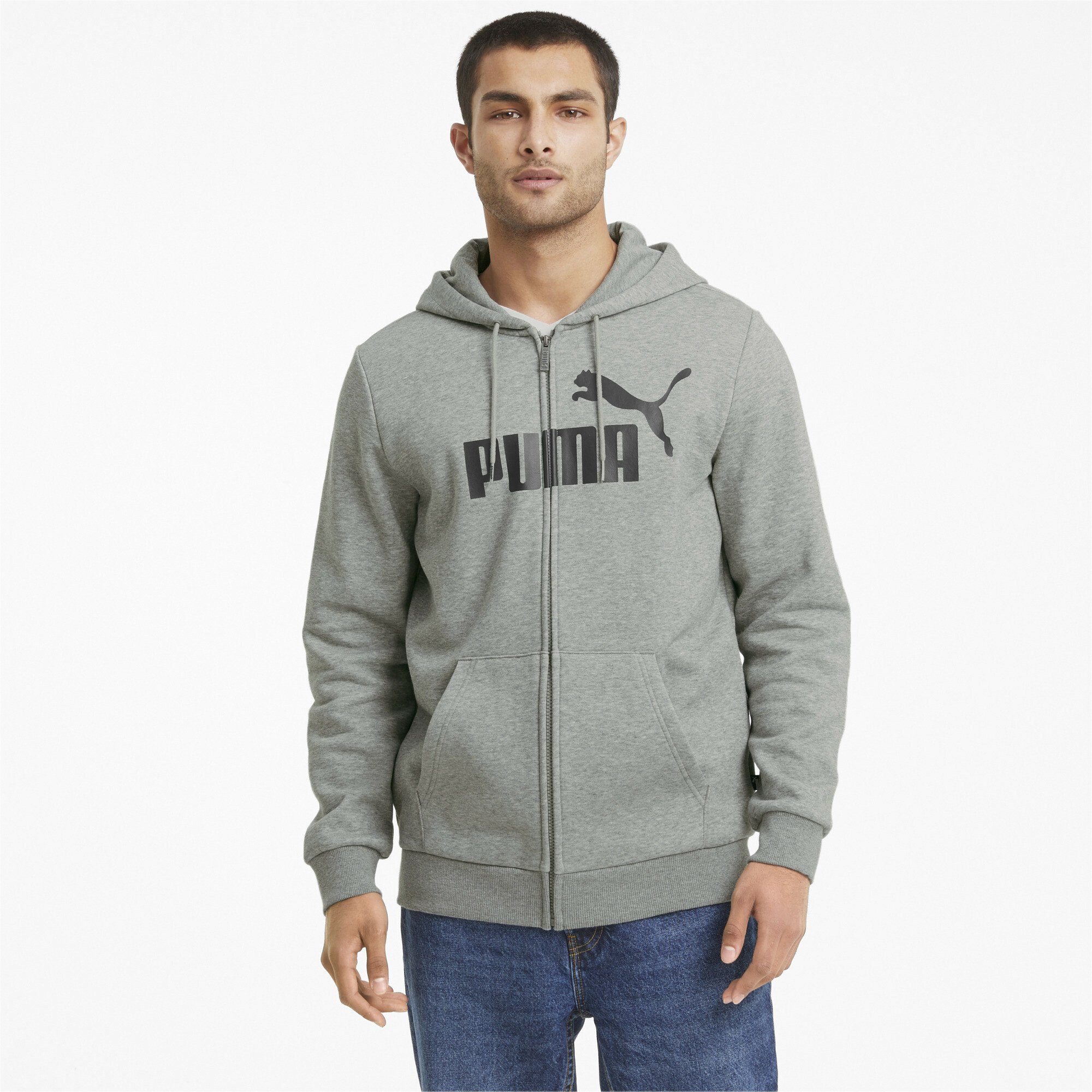 Herren Pullover PUMA Sweater Essentials Big Logo Herren Kapuzenjacke Regular