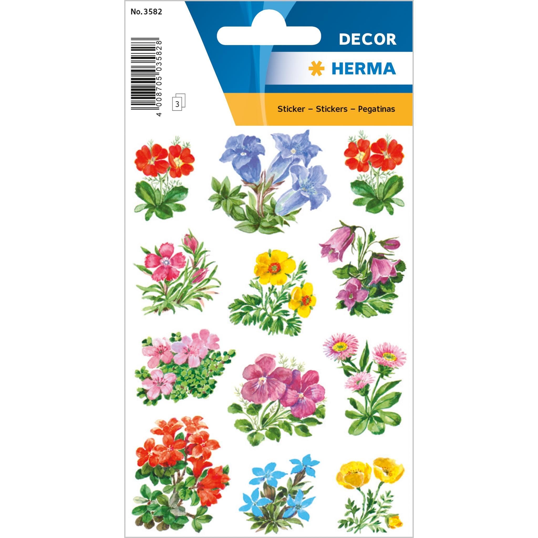 HERMA Sticker Herma Sticker DECOR Blumen Gebirgsblumen 3 Bl