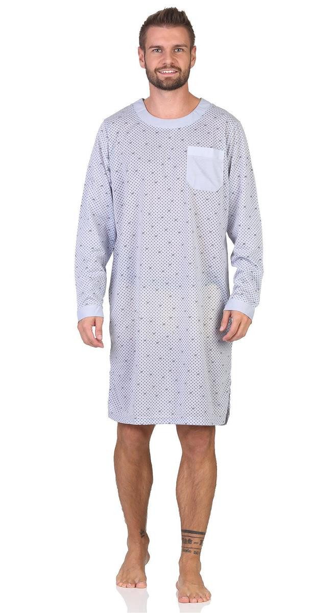 EloModa Nachthemd Herren Nachthemd mit langen Ärmeln und Rundhals, Gr. S M L XL 2XL (1-tlg)