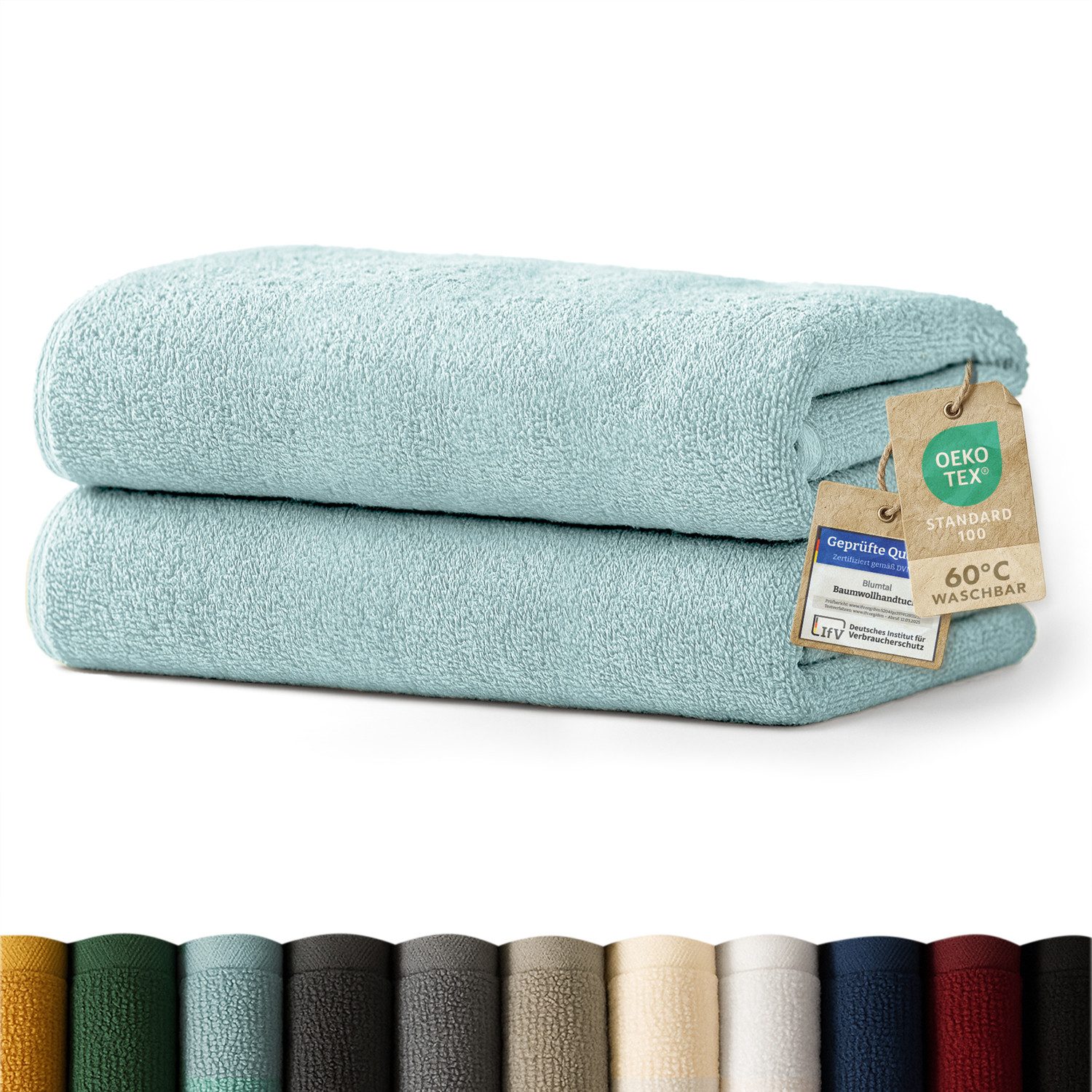Blumtal Badetücher 2er-Set Premium Frottier Saunahandtuch, 80x200cm mit Aufhängeschlaufen, Frottee (2-St), Baumwolle Oeko-TEX Zertifiziert, saugstark