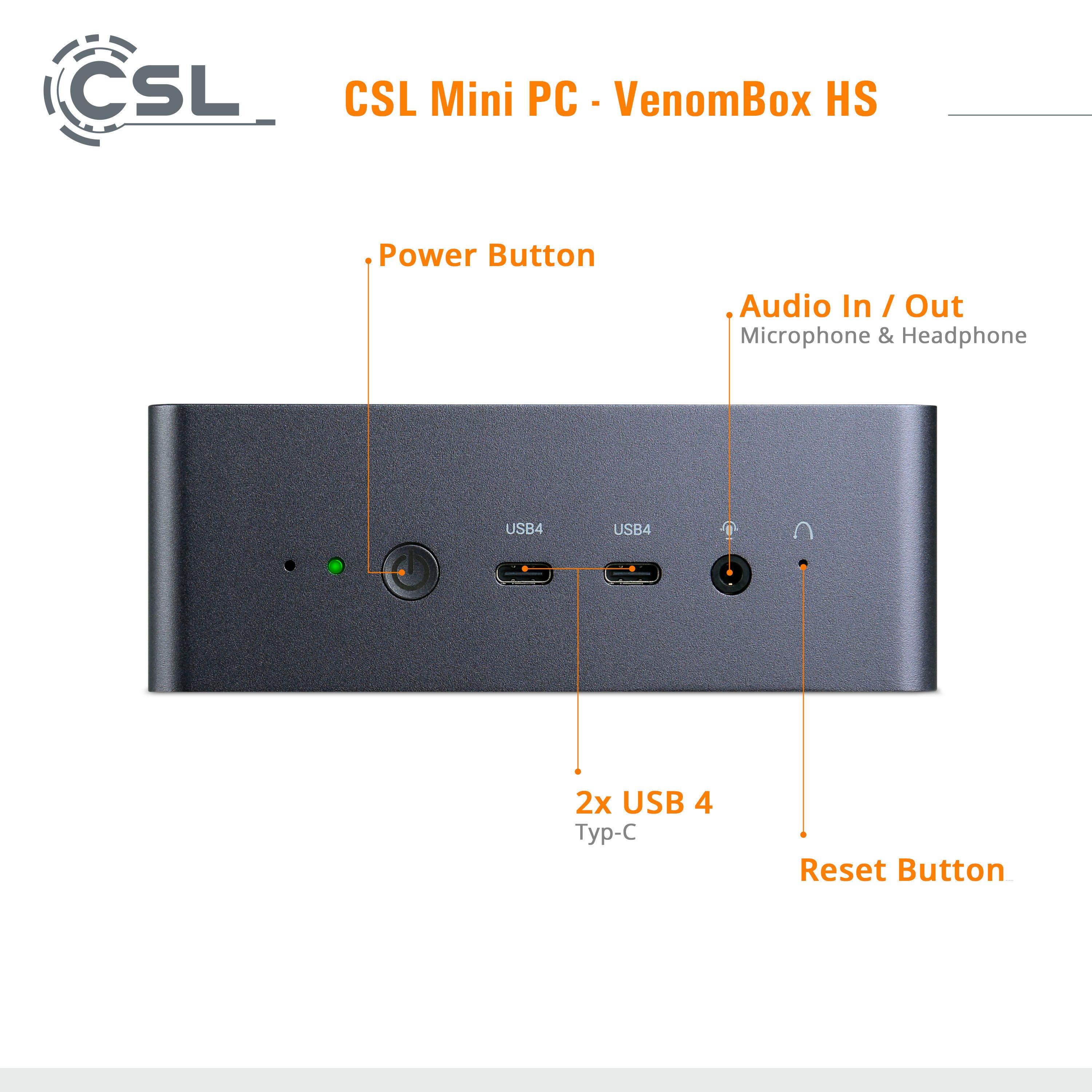 CSL VenomBox 8845 HS Windows 11 Pro Gaming-PC (AMD Ryzen 7 8845HS, 64 GB RAM, 500 GB SSD)