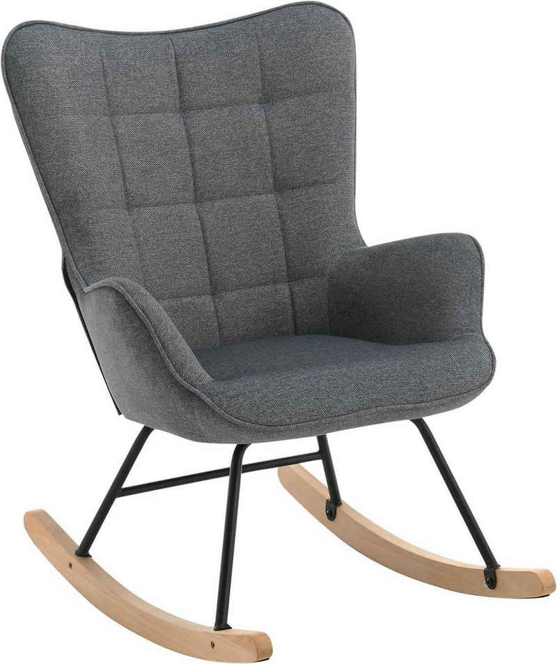 Woltu Schaukelstuhl (1 St), Sessel gepolstert, mit Holzkufen für Wohnzimmer