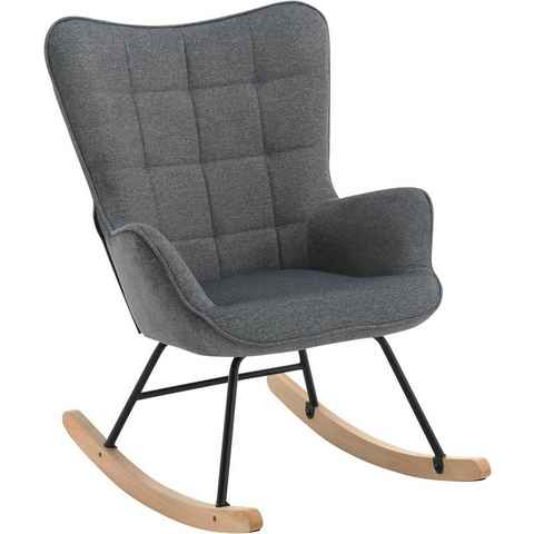 Woltu Schaukelstuhl (1 St), Sessel gepolstert, mit Holzkufen für Wohnzimmer