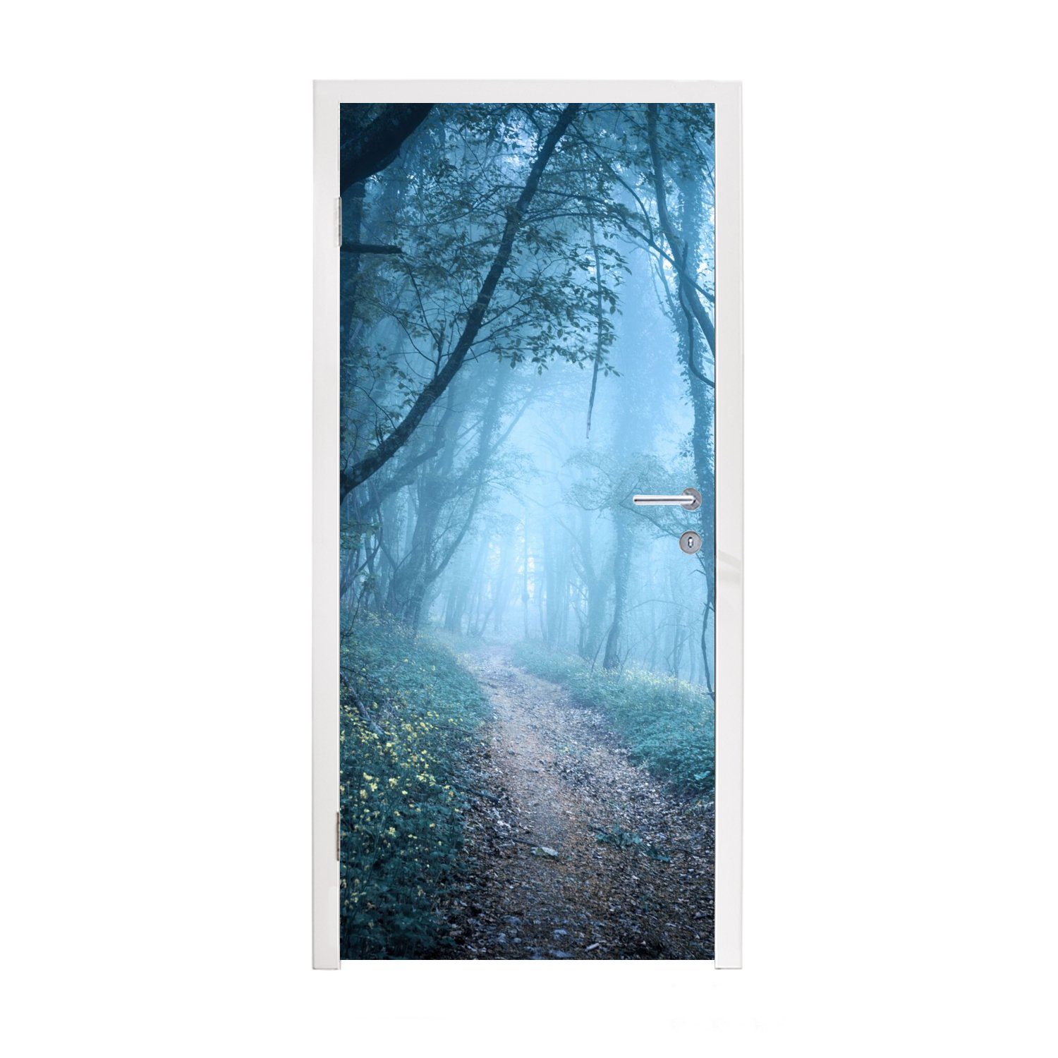 MuchoWow Türtapete Bäume - Natur - Nebel, Matt, bedruckt, (1 St), Fototapete für Tür, Türaufkleber, 75x205 cm