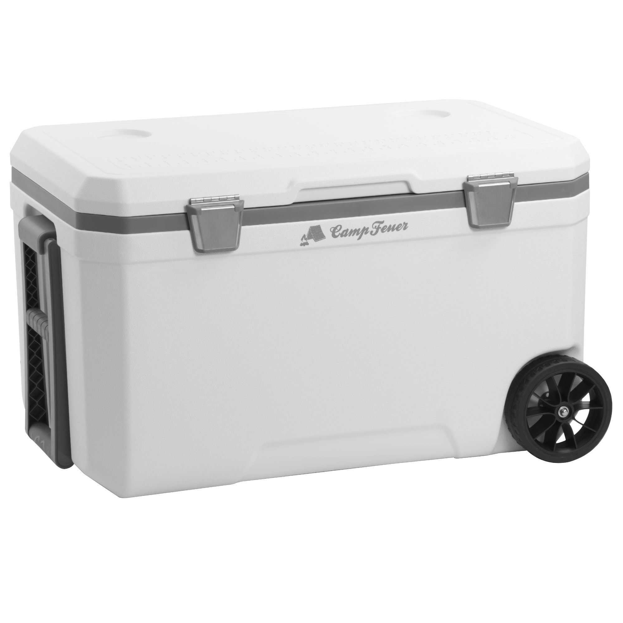 CampFeuer Kühlbox Kühlbox weiß 70 Liter mit Rädern, Rollkühlbox, isolierte Box, rollbar