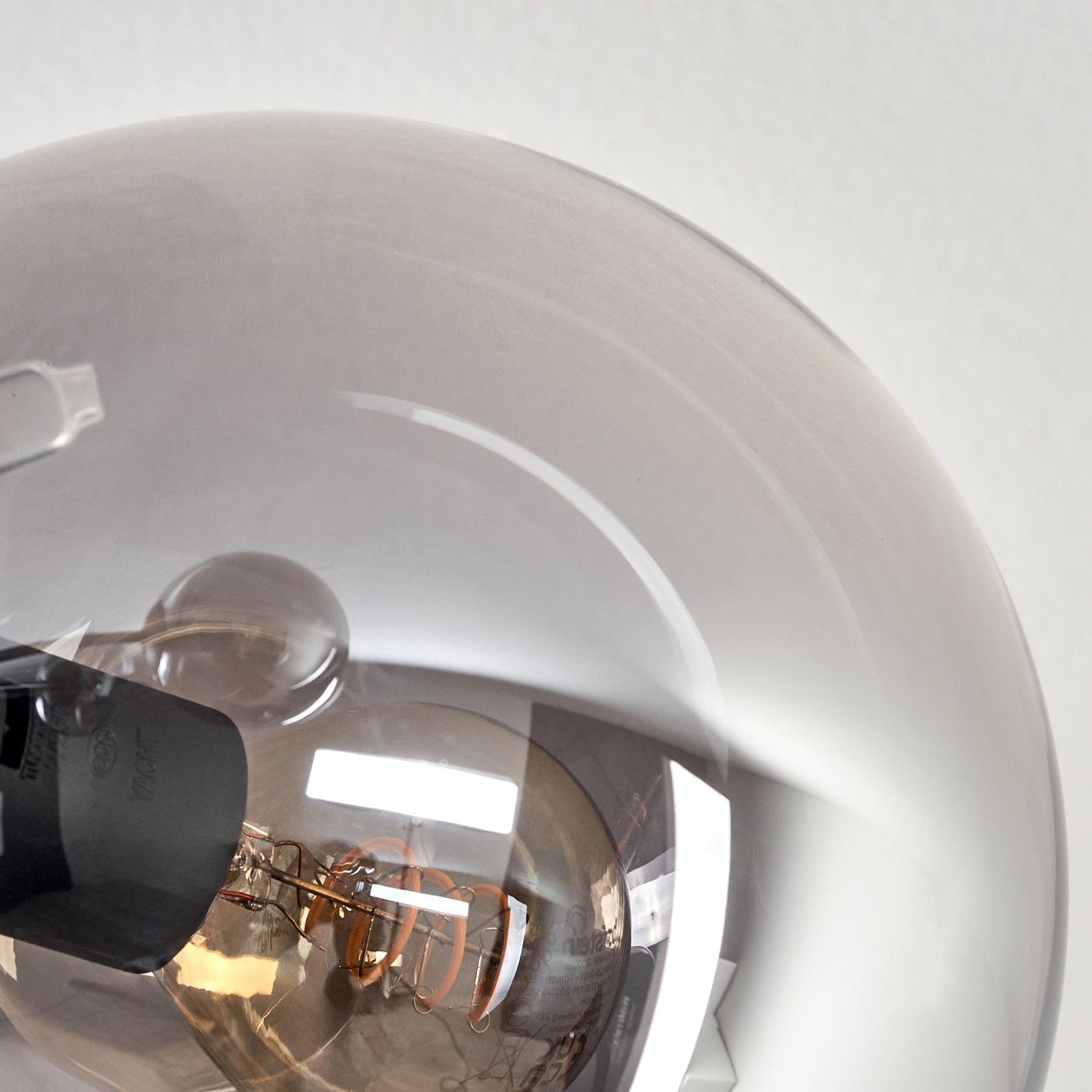 hofstein Deckenleuchte Deckenlampe aus Metall/Glas in Schwarz/Rauchfarben, ohne Leuchtmittel, moderne Leuchte mit Glasschirmen (15 cm), 6 x E14, ohne Leuchtmitt – Bild 3 von 5