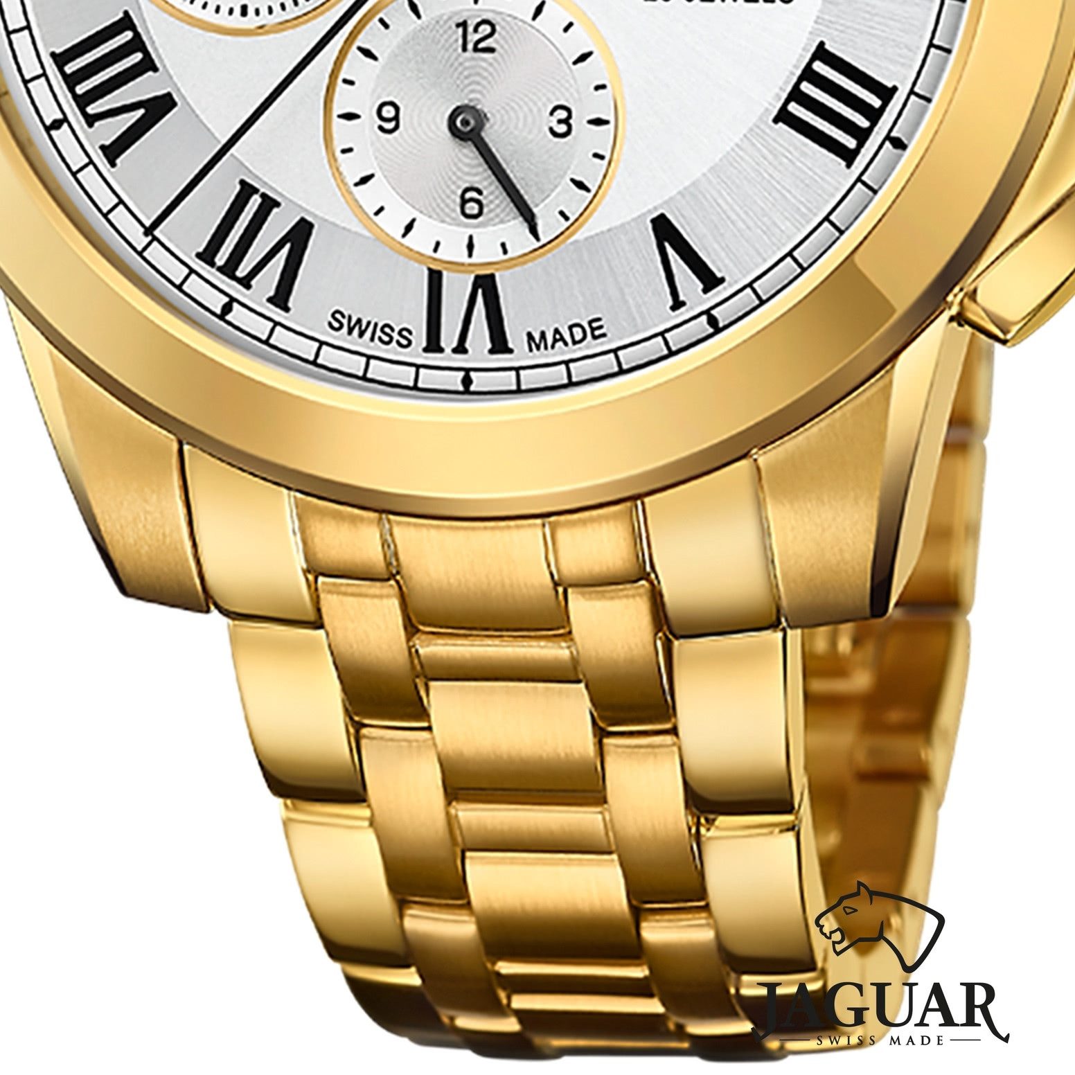 JAGUAR Chronograph Jaguar Herrenuhr Edelstahl gold Jaguar Le, (Chronograph), Herren Armbanduhr rund, Edelstahlarmband gold
