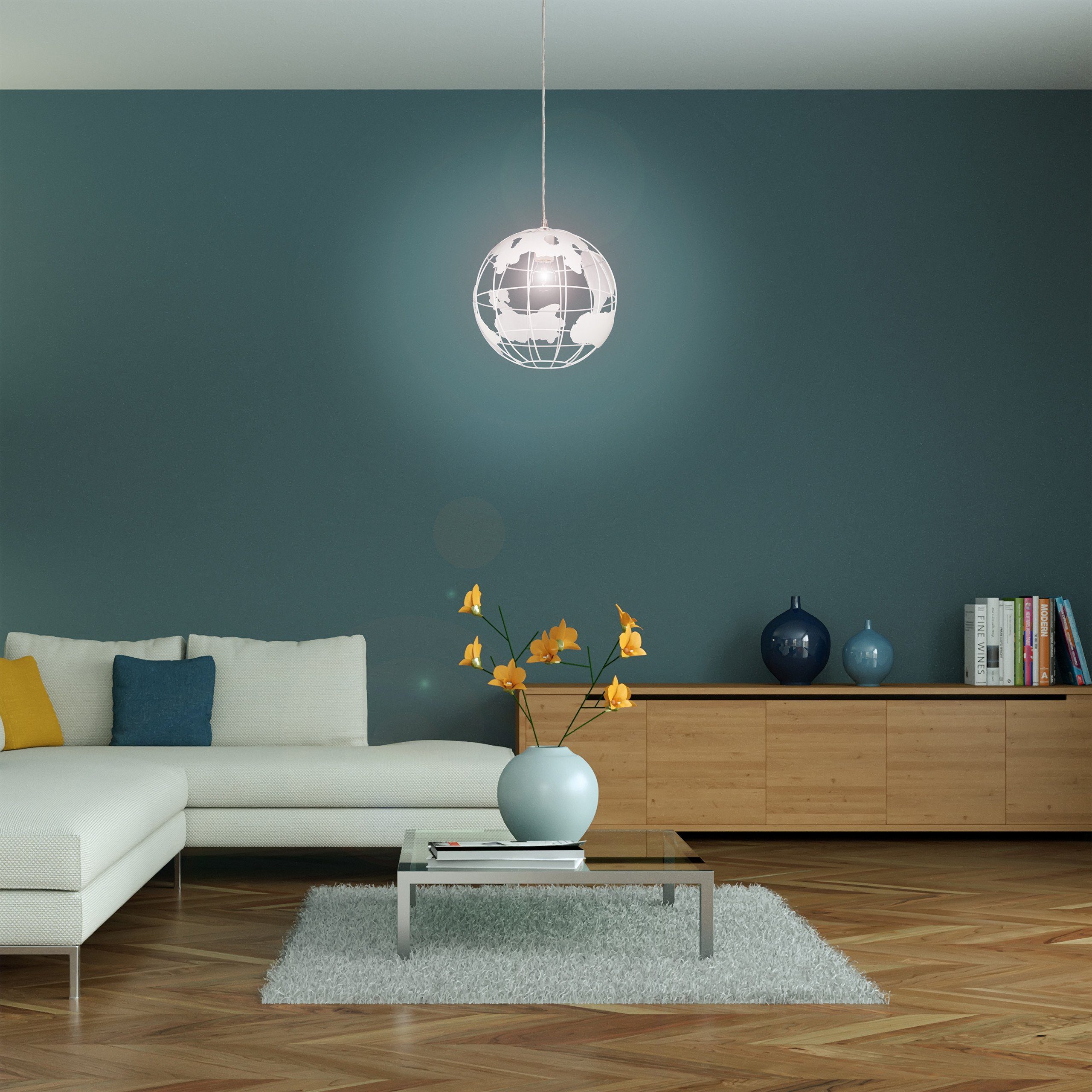 relaxdays Hängeleuchte Kugel, weiß günstig online kaufen