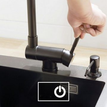 CECIPA Küchenarmatur Wasserhahn Küche Schwarz Klappbar Mischbatterie für Küche Umklappbar (1-St)